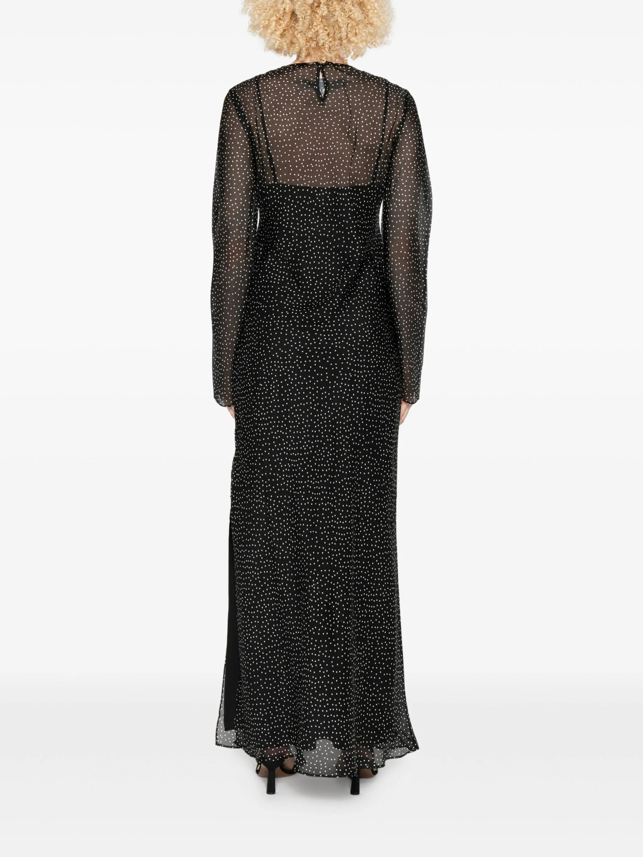Lisander polka-dot long-sleeve dress
