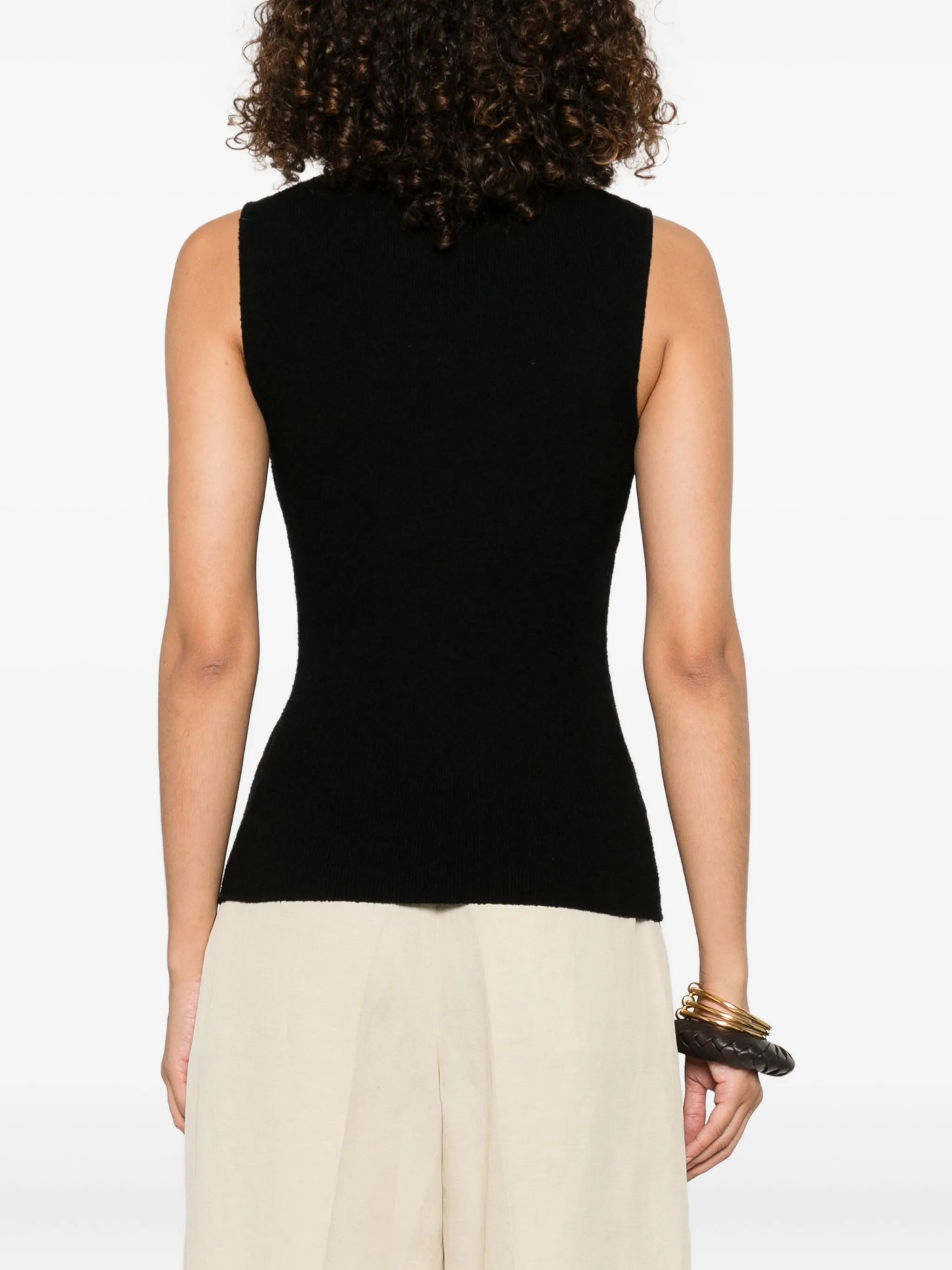 beaded cut-out tank top