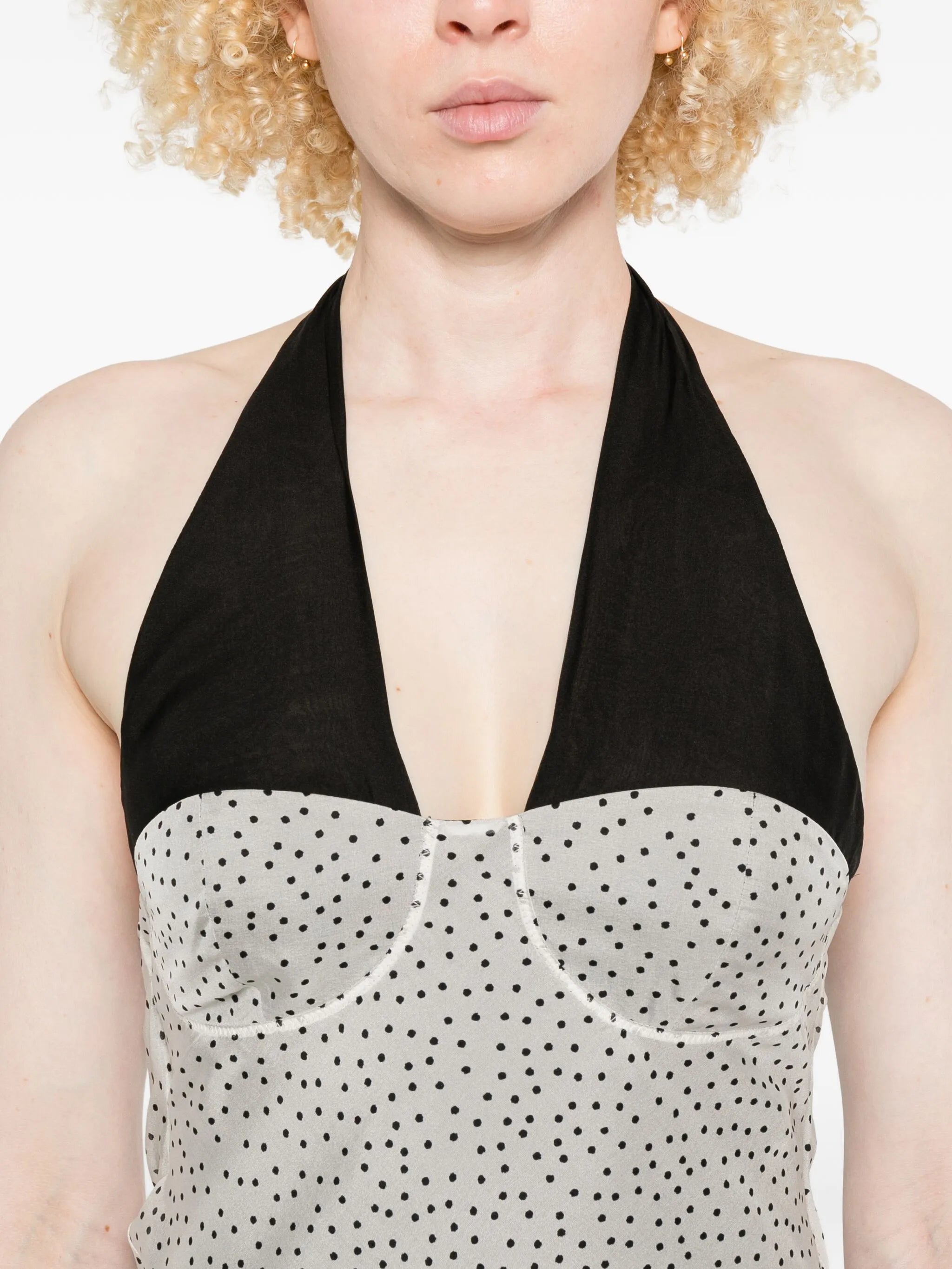Lisander polka-dot halterneck dress