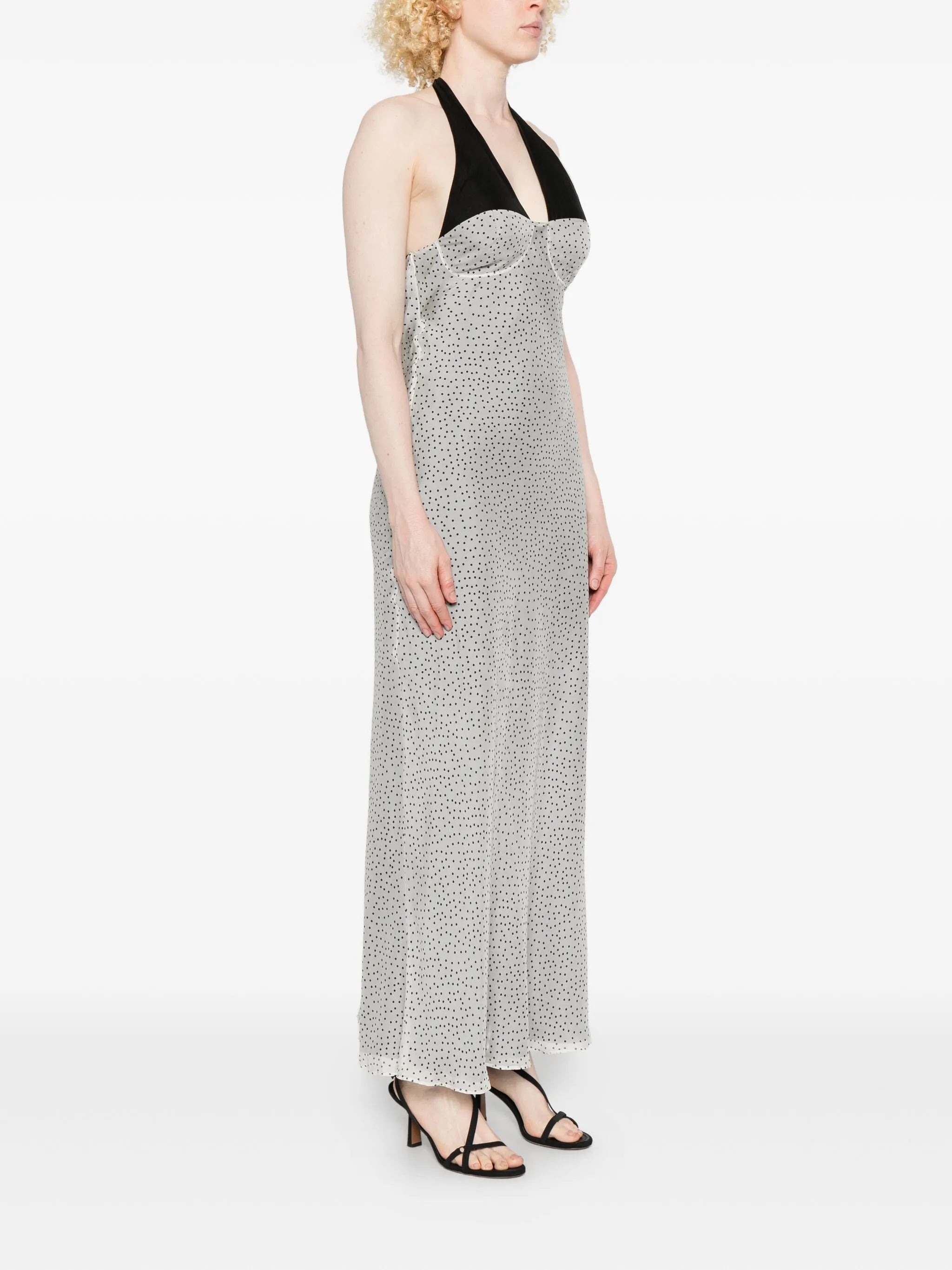 Lisander polka-dot halterneck dress