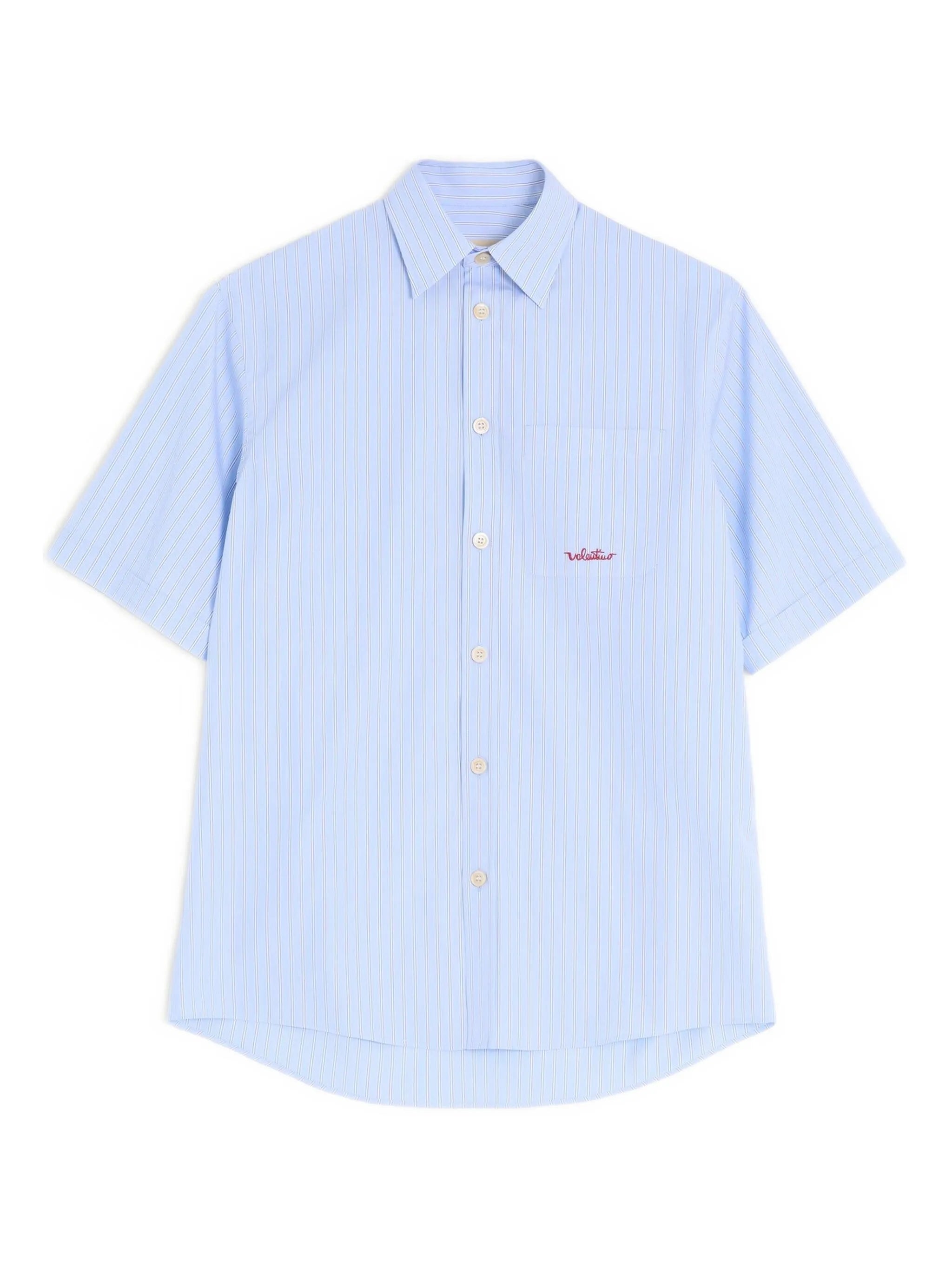 striped-pattern embroidered-logo shirt