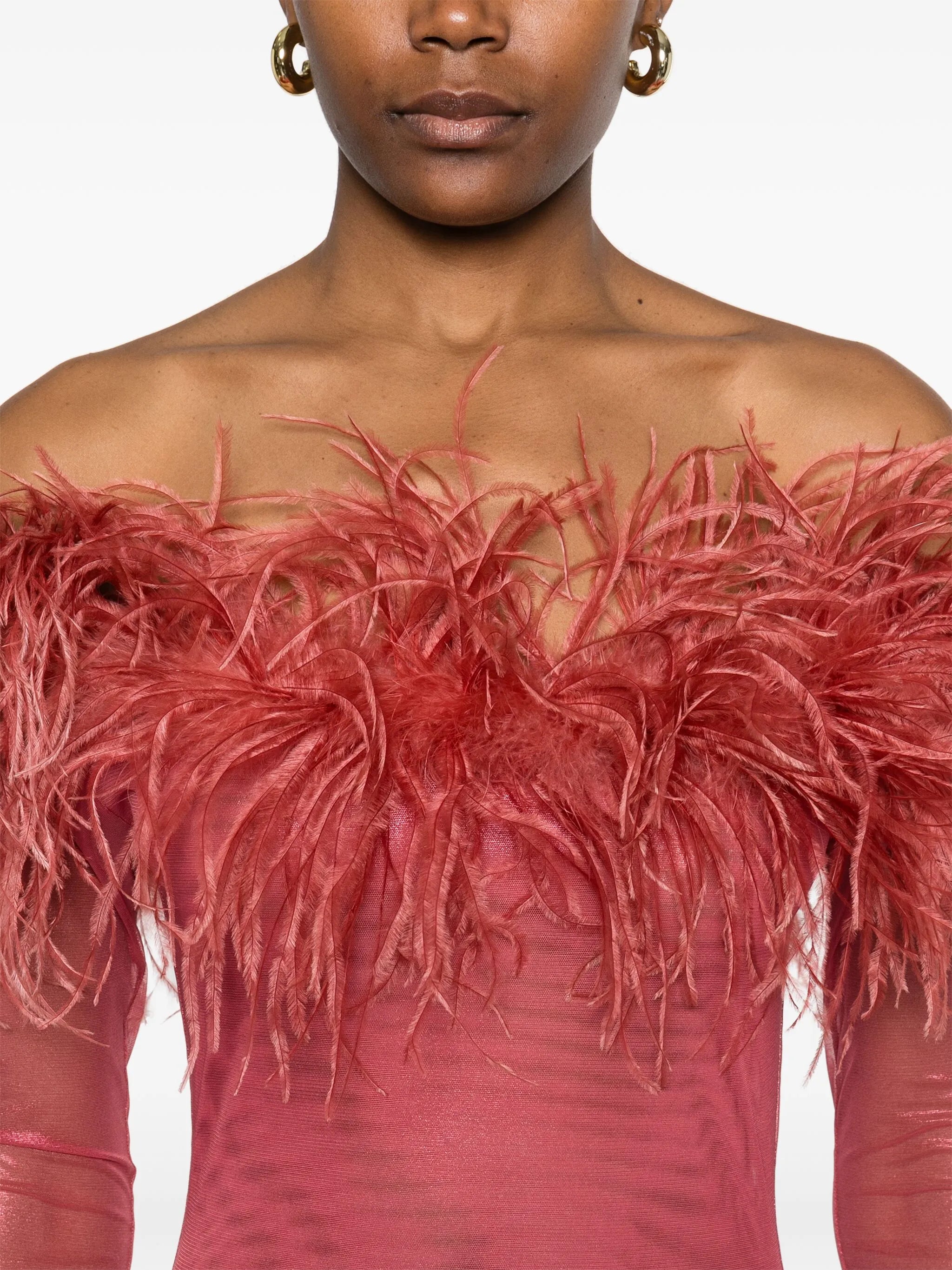 feather-trim mini dress