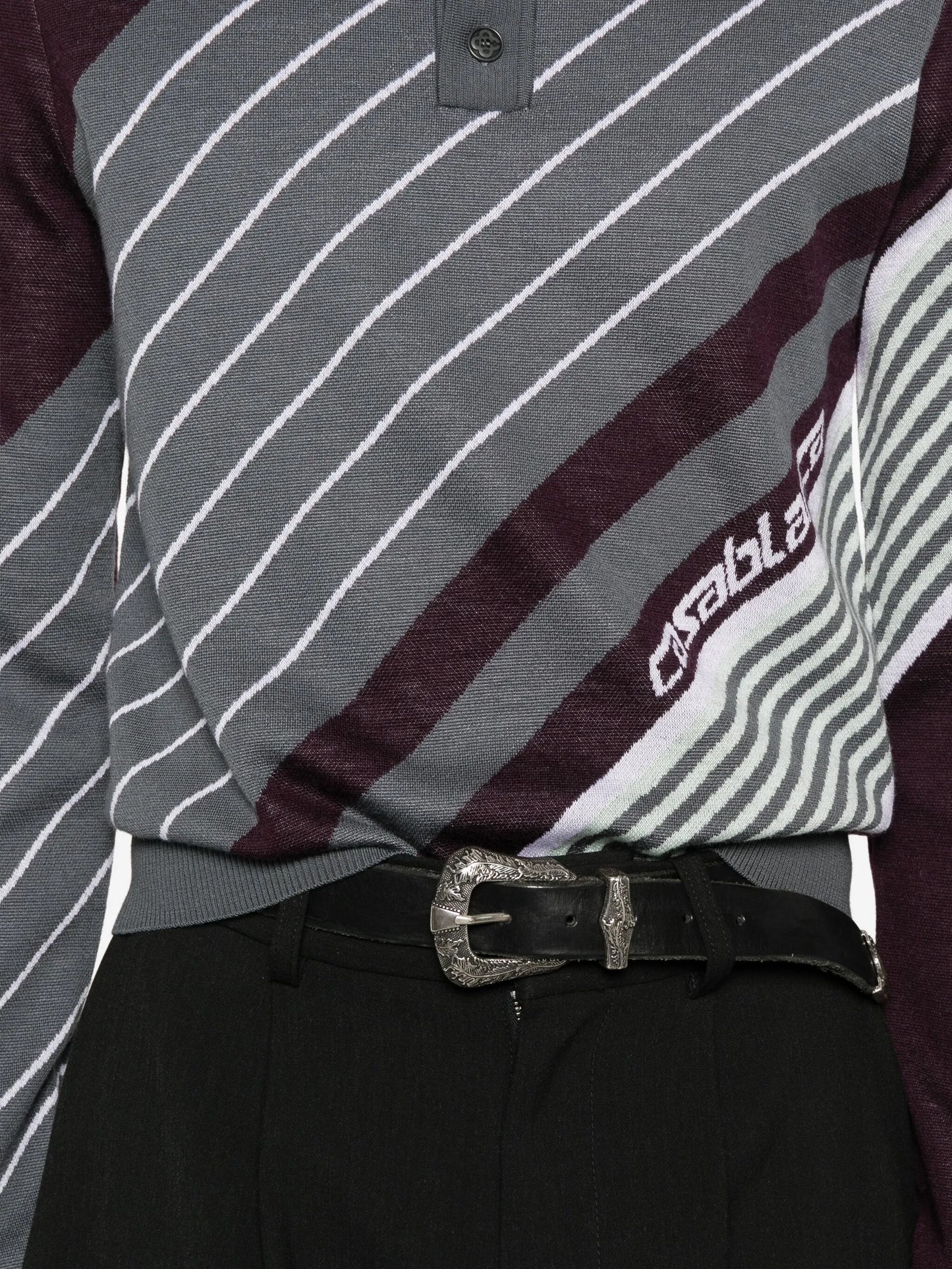 diagonal-stripe polo shirt