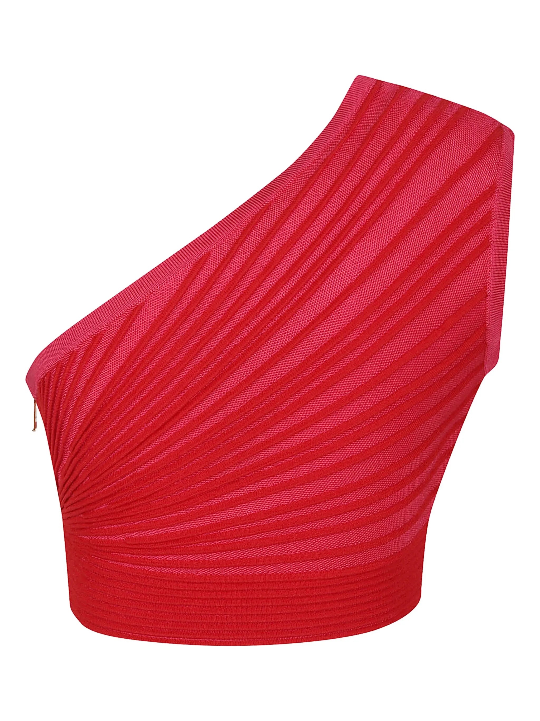 one-shoulder ruched top