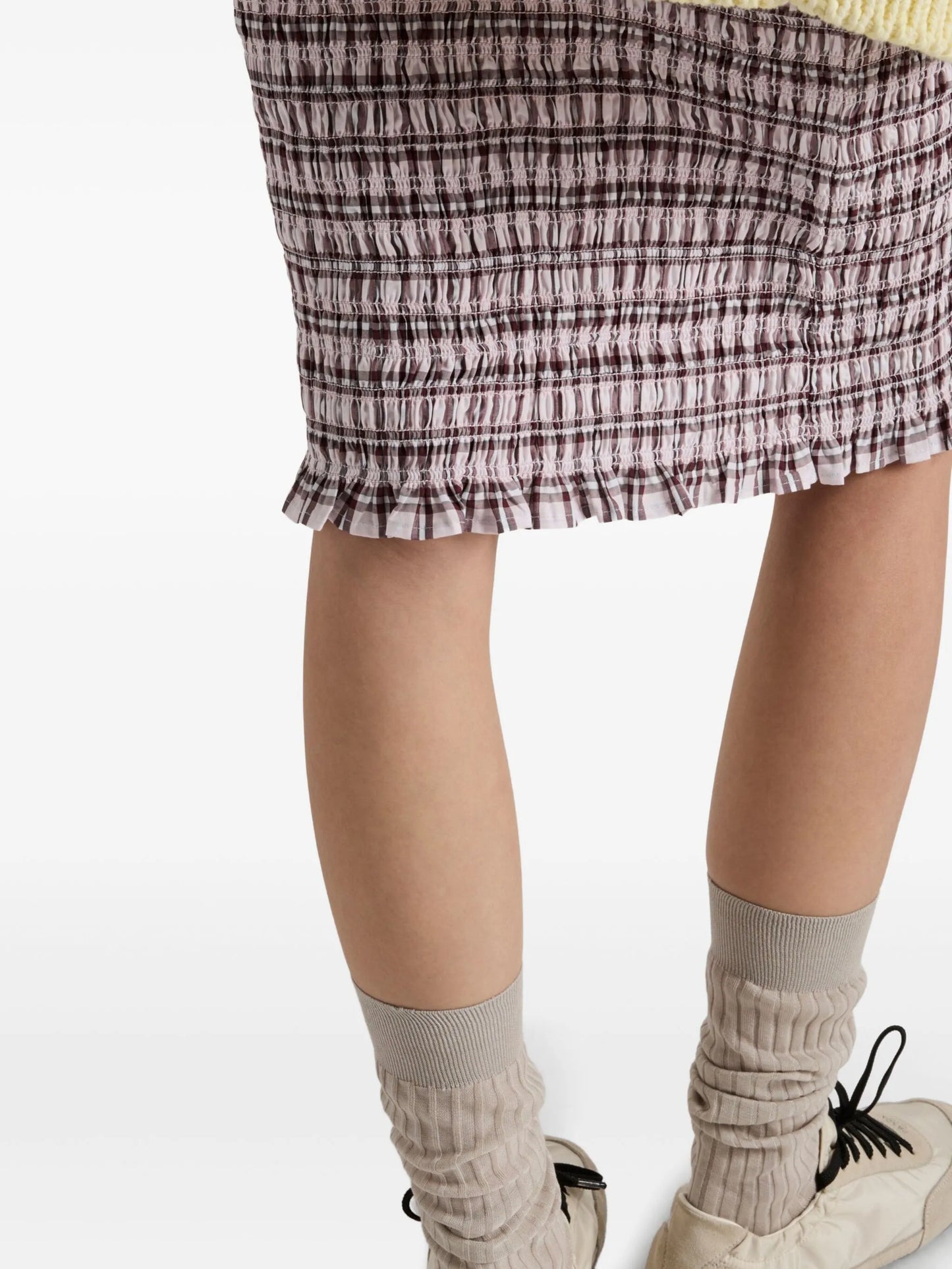 checked cotton midi skirt