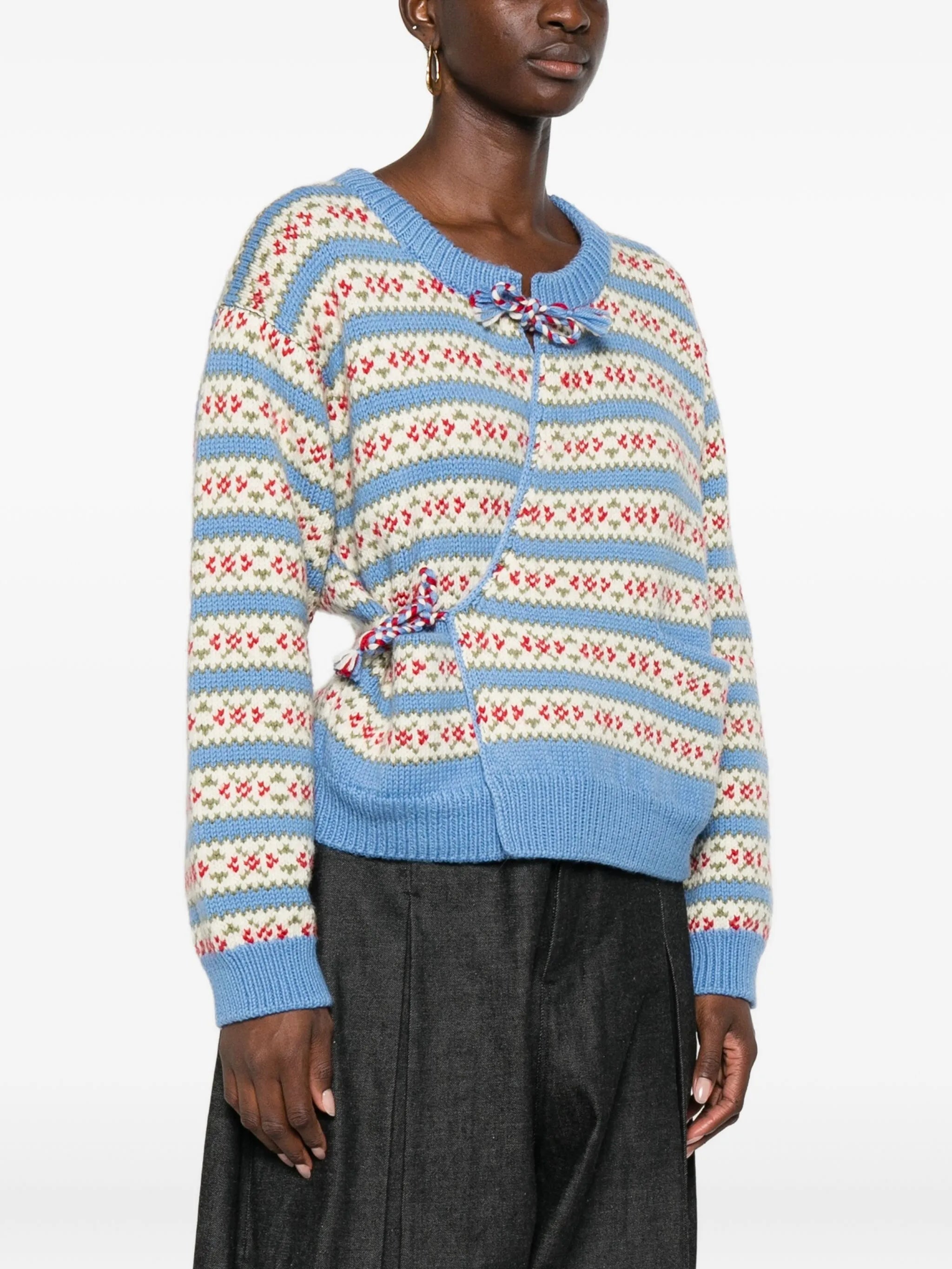 patterned asymmetric cardigan