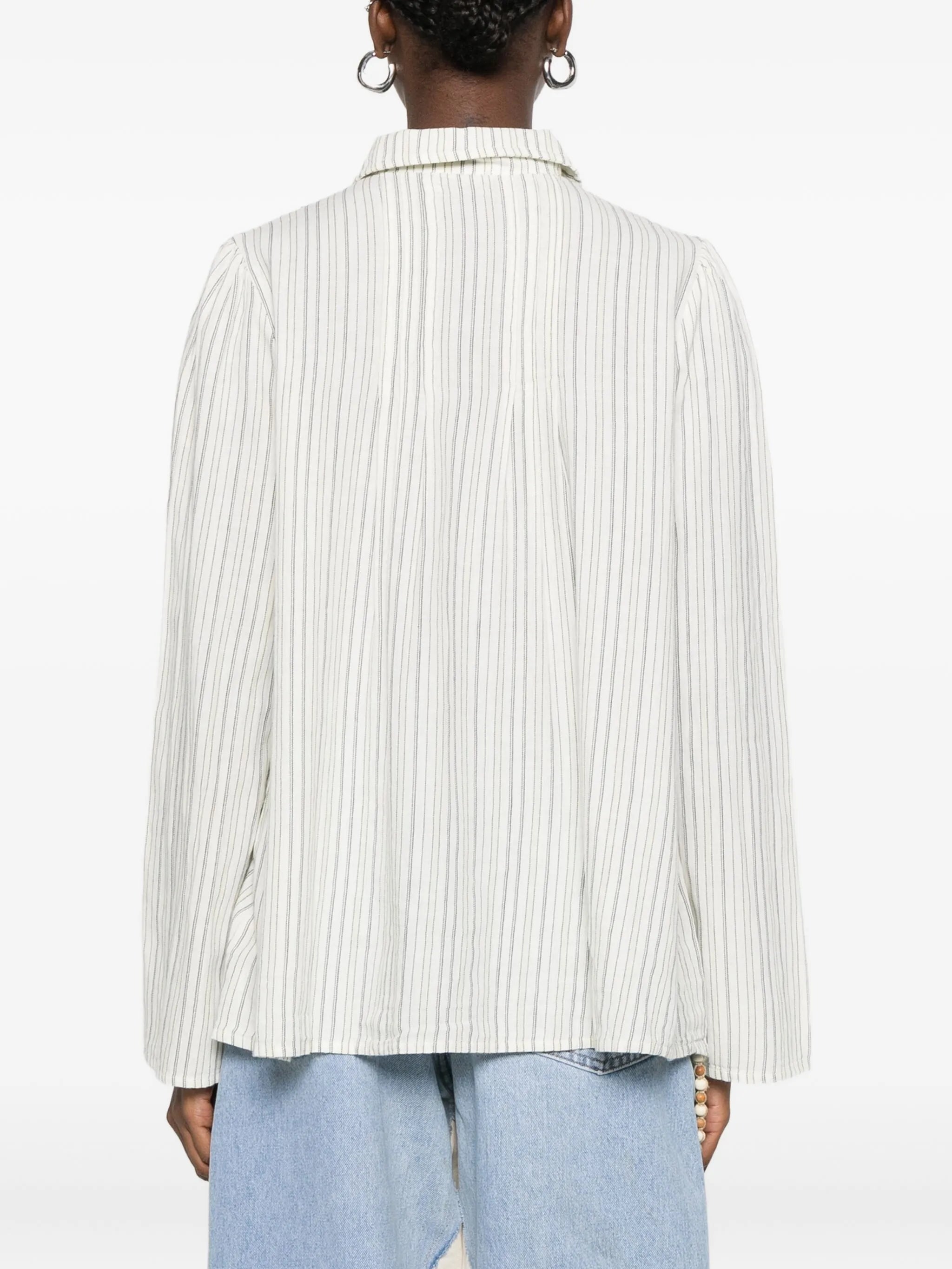 striped frog-closures blouse