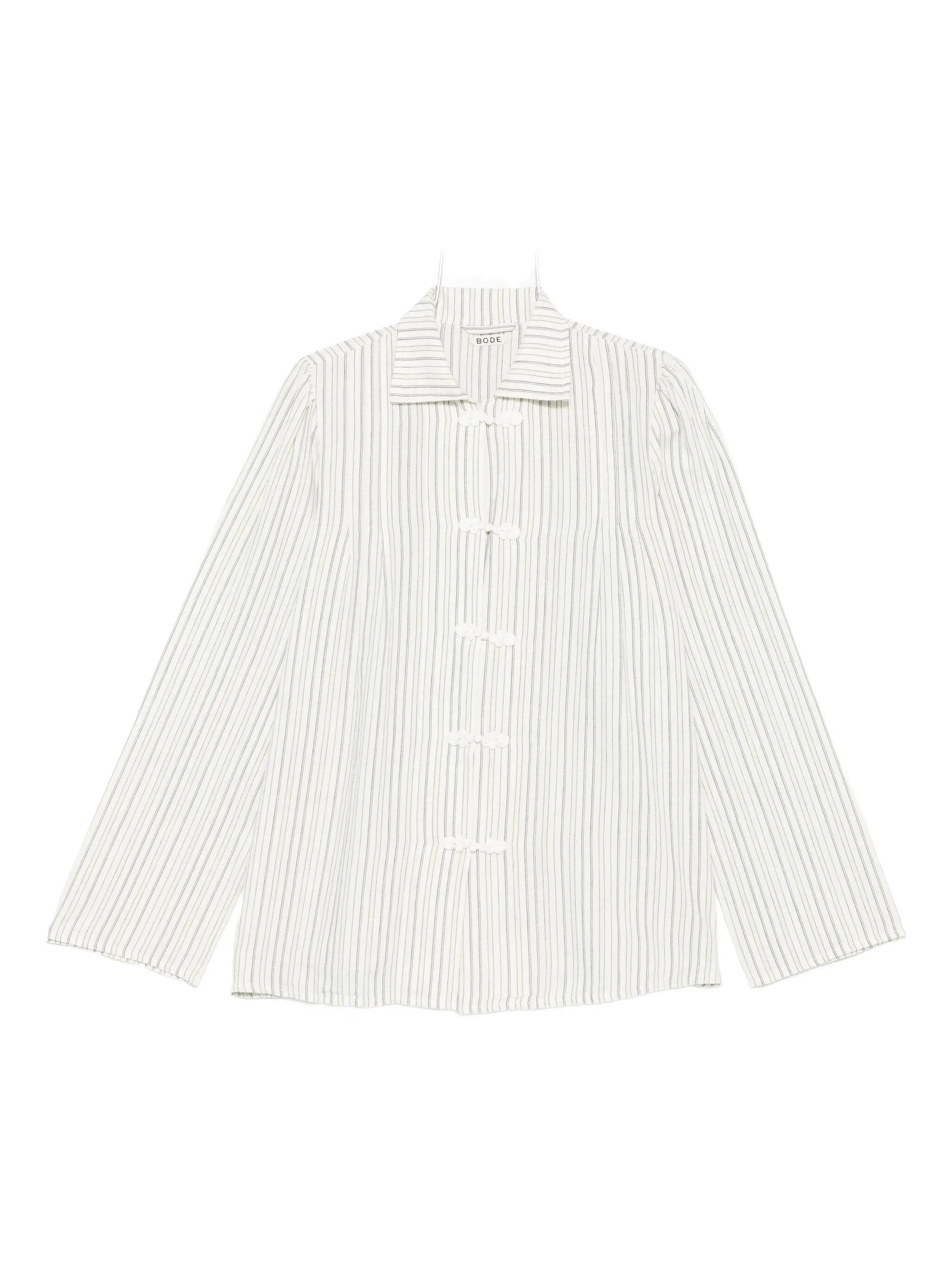 striped frog-closures blouse