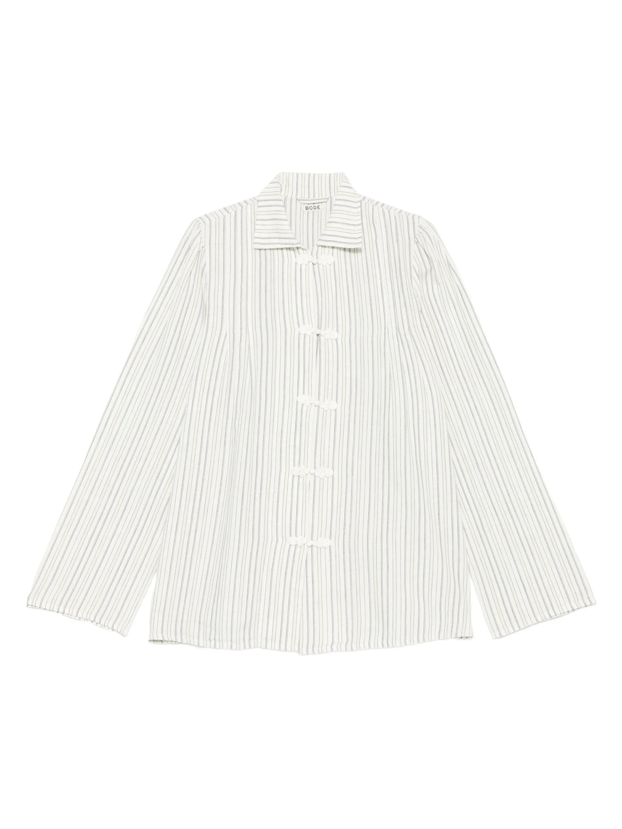 striped frog-closures blouse