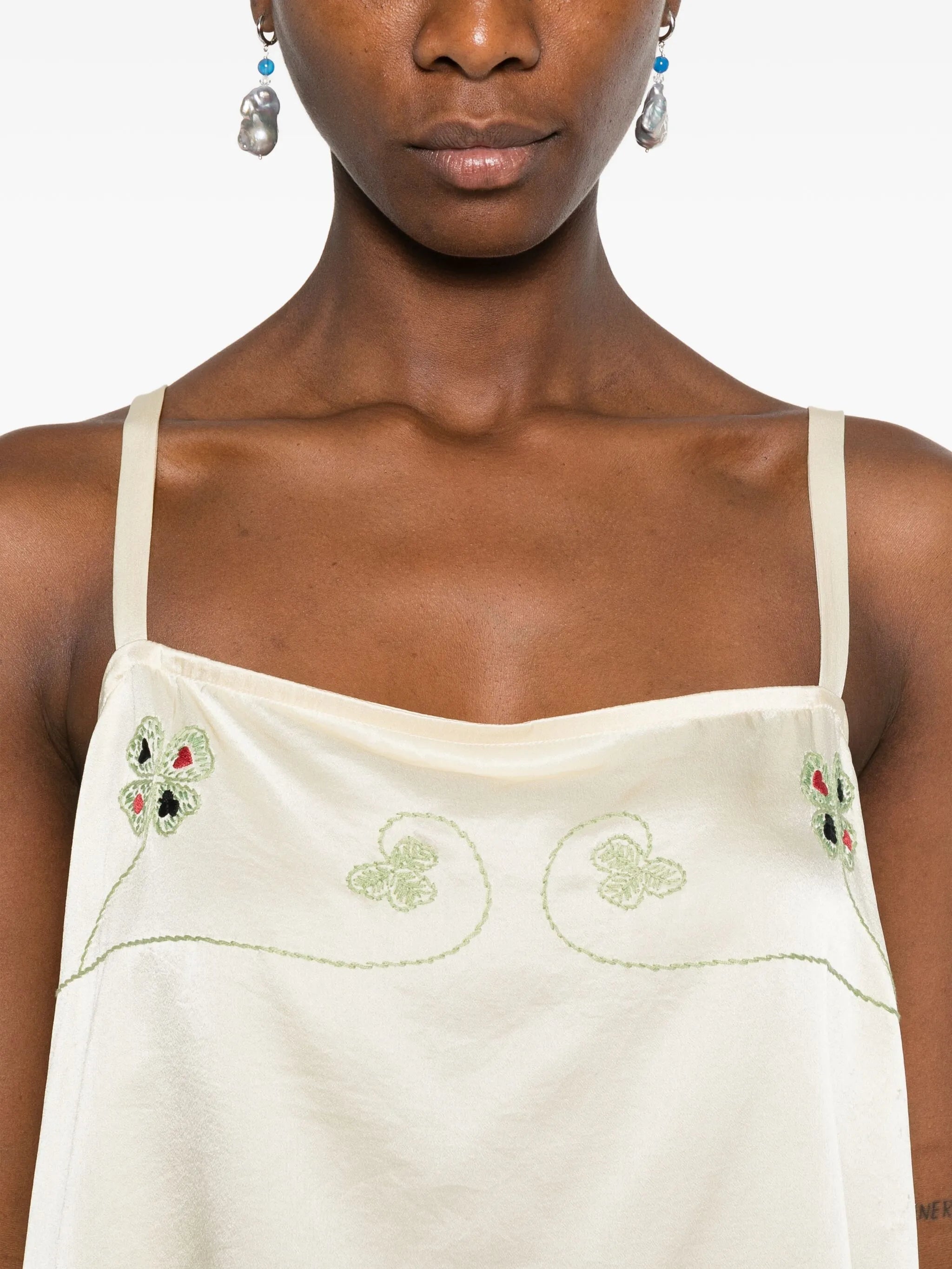 floral-embroidered tank top