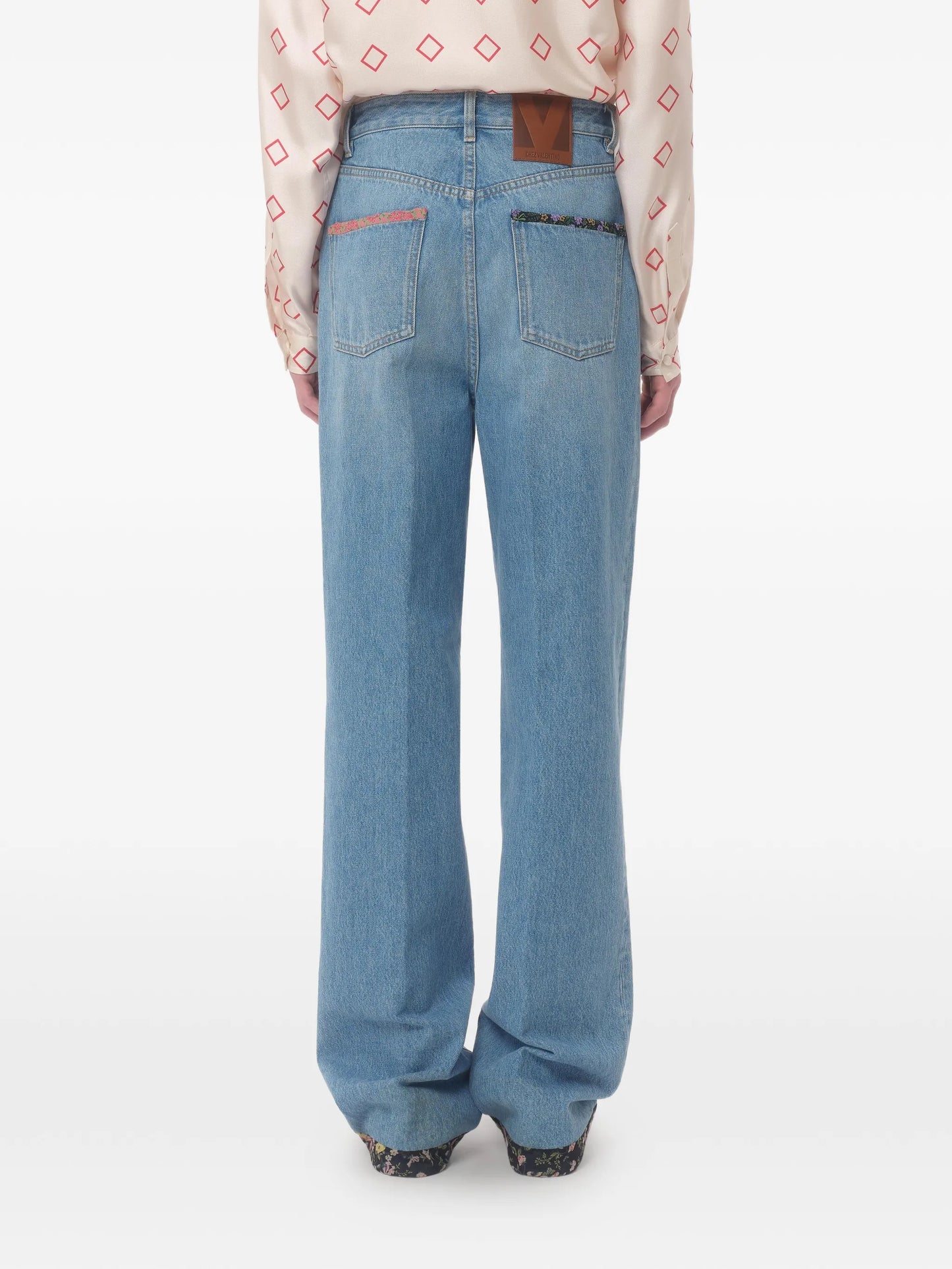 floral-trim jeans