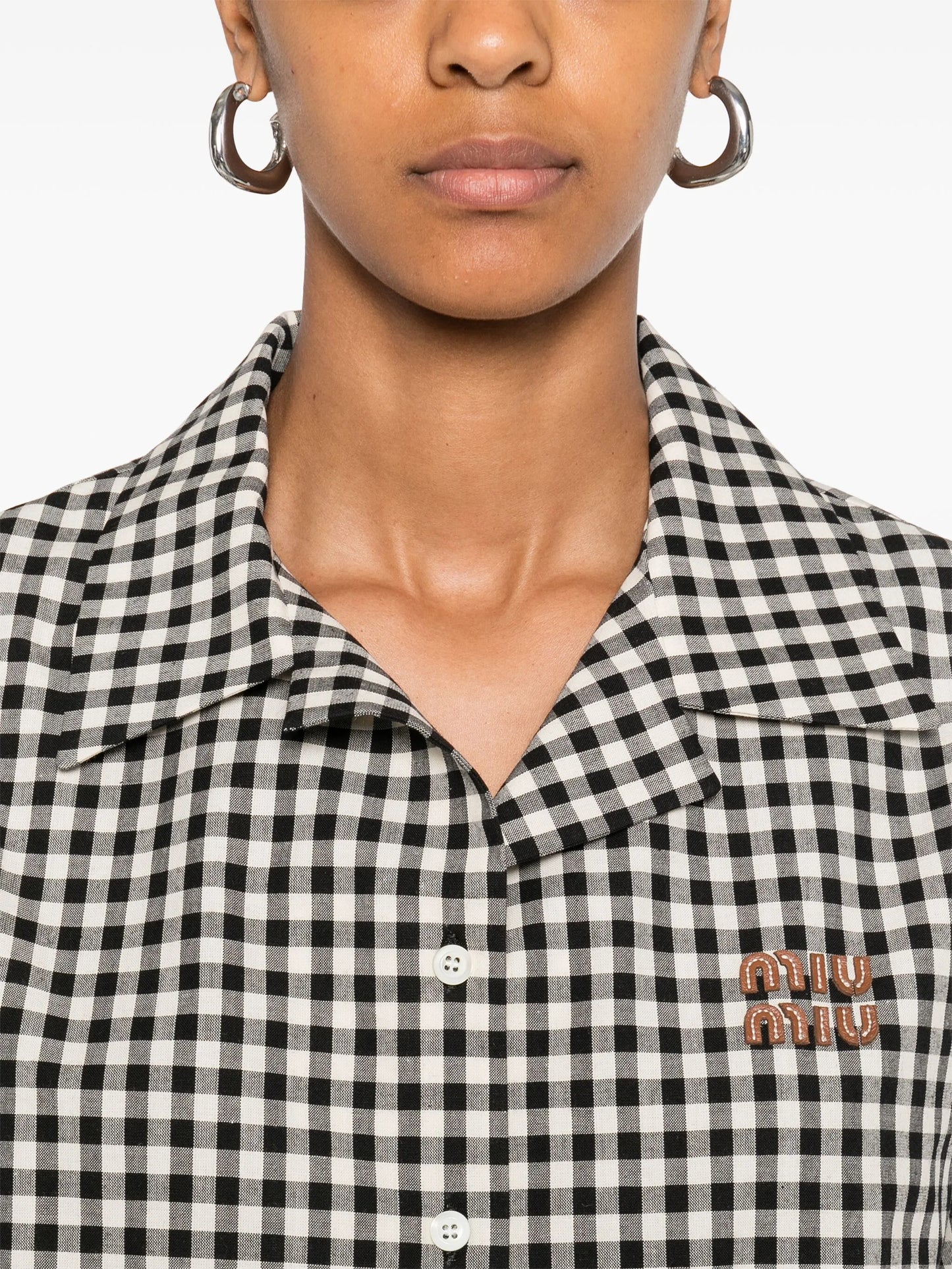 gingham-check shirt