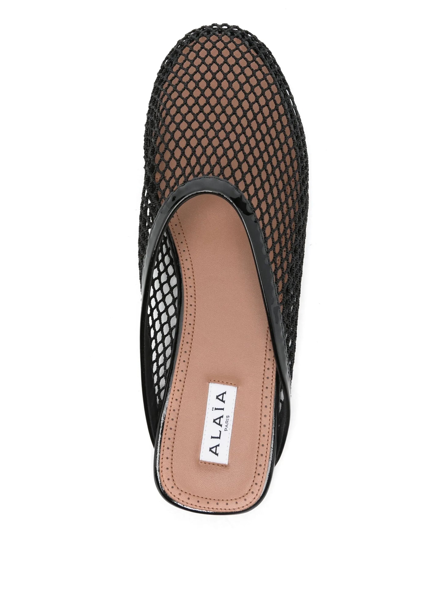 fishnet flat mules