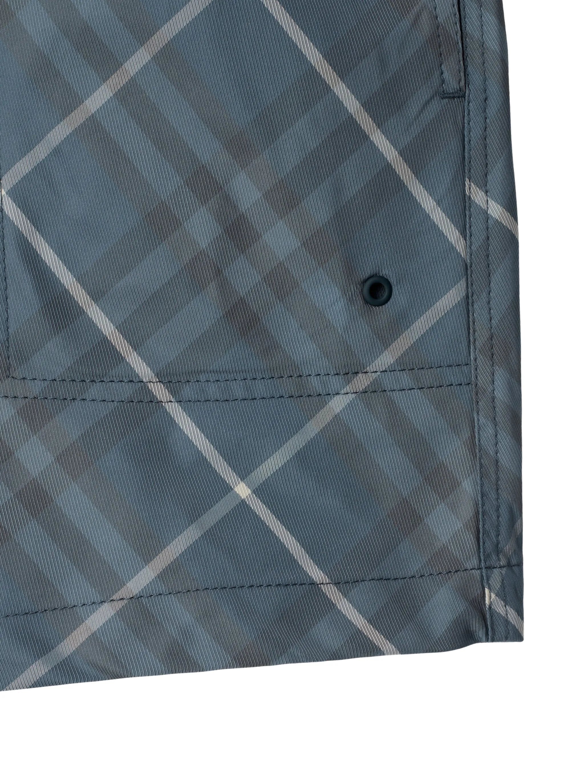 checked swim shorts