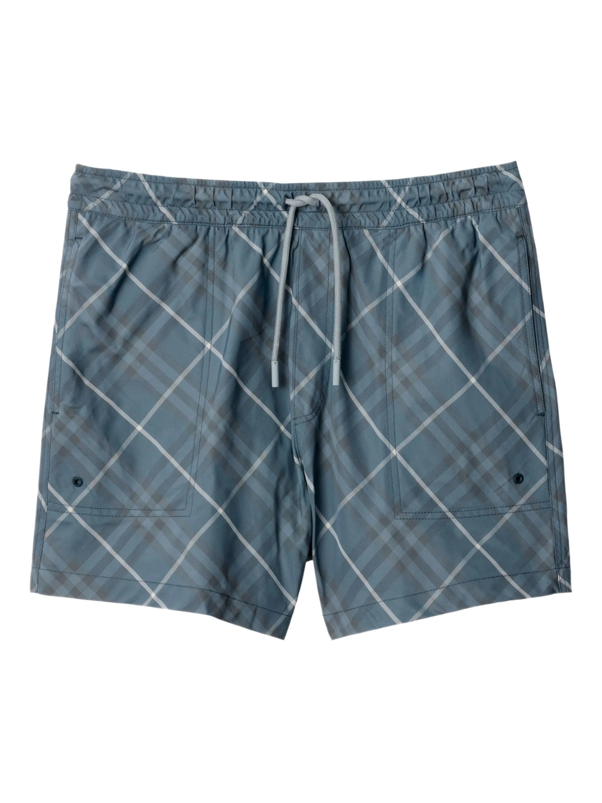 checked swim shorts