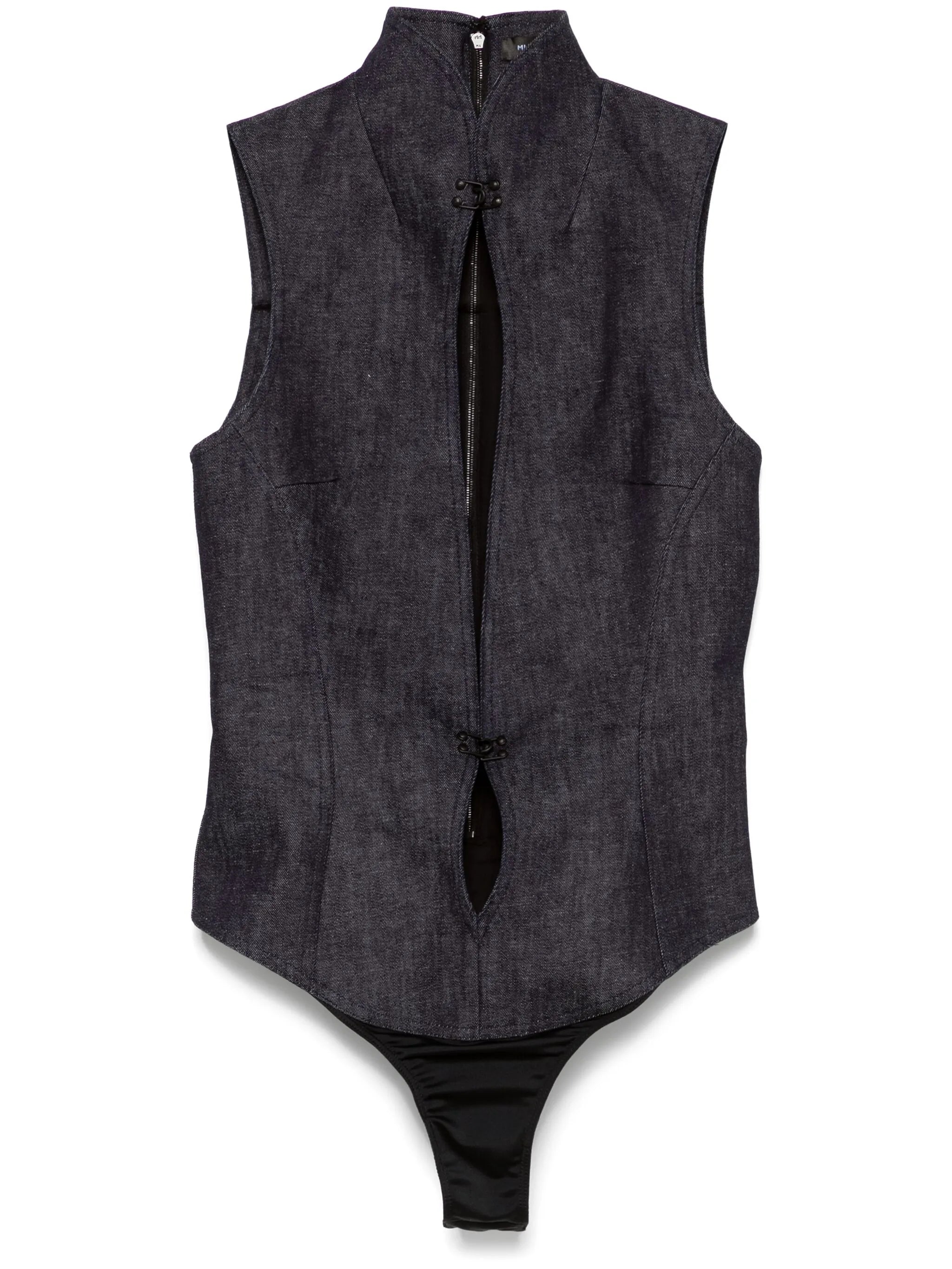 cut-out denim bodysuit