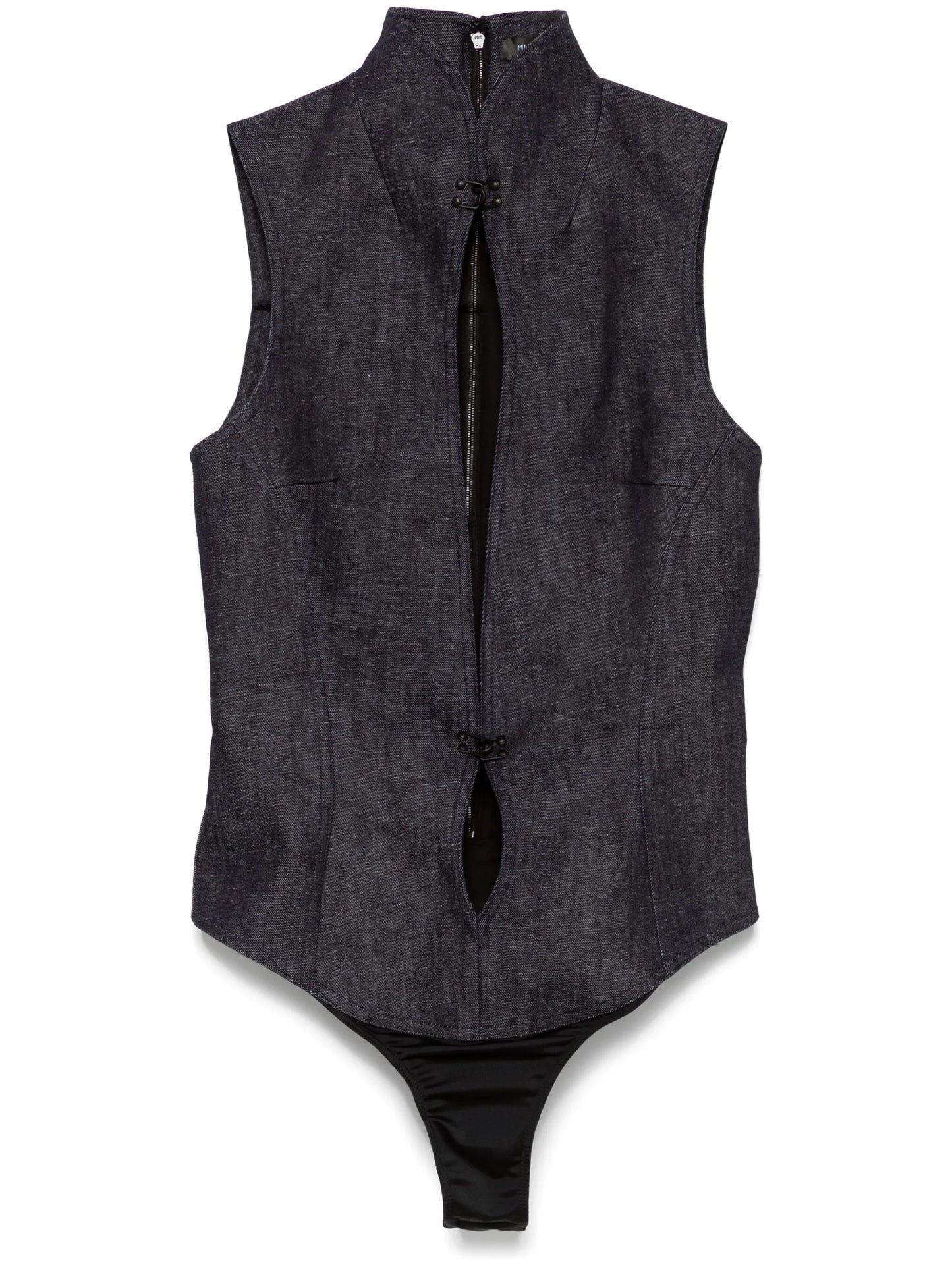 cut-out denim bodysuit
