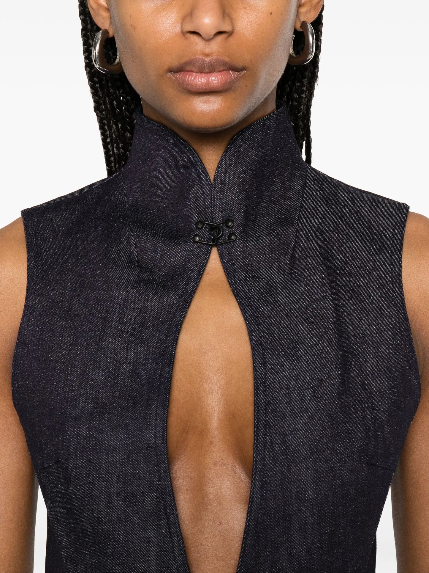 cut-out denim bodysuit