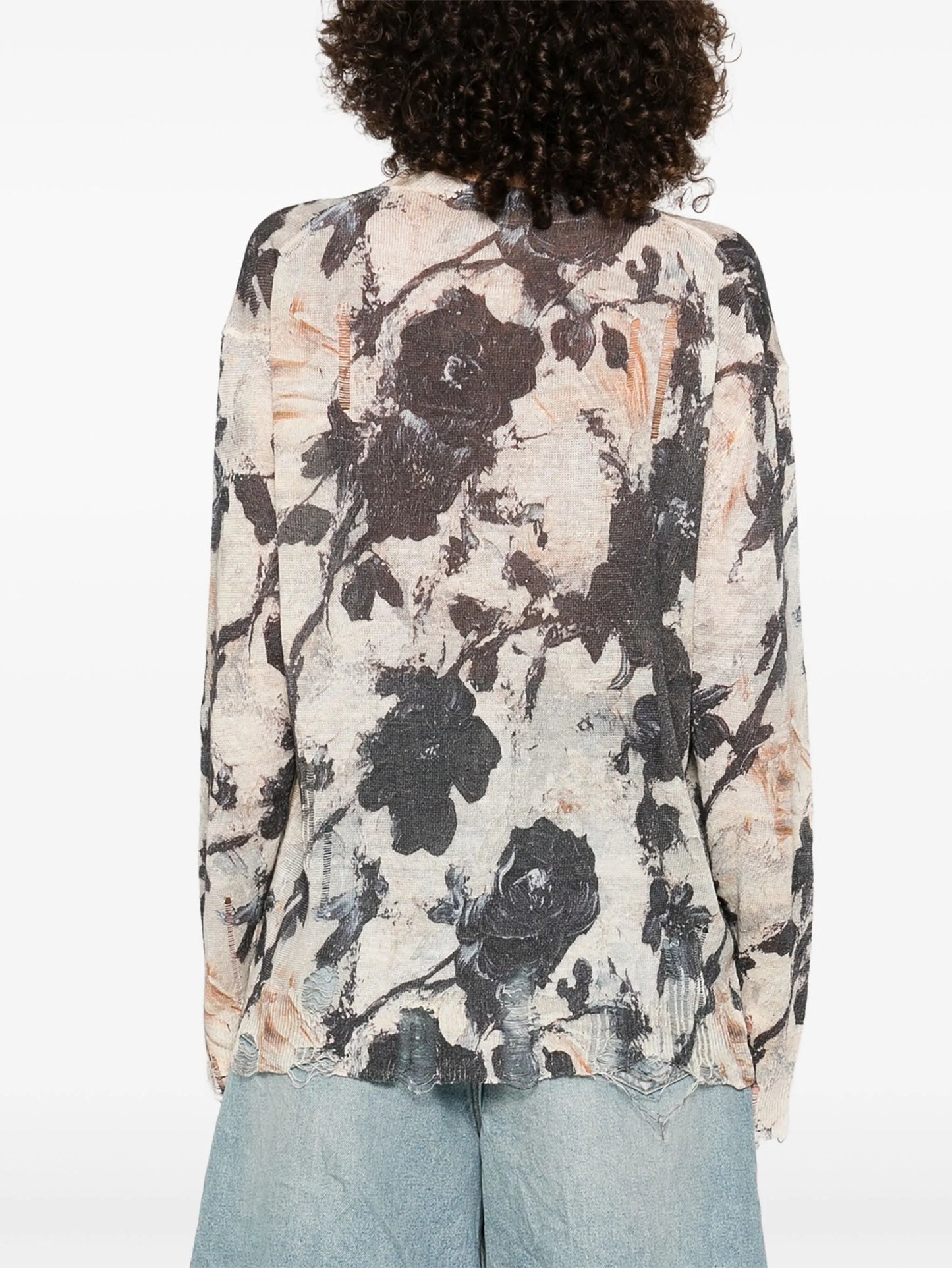 floral-print cardigan