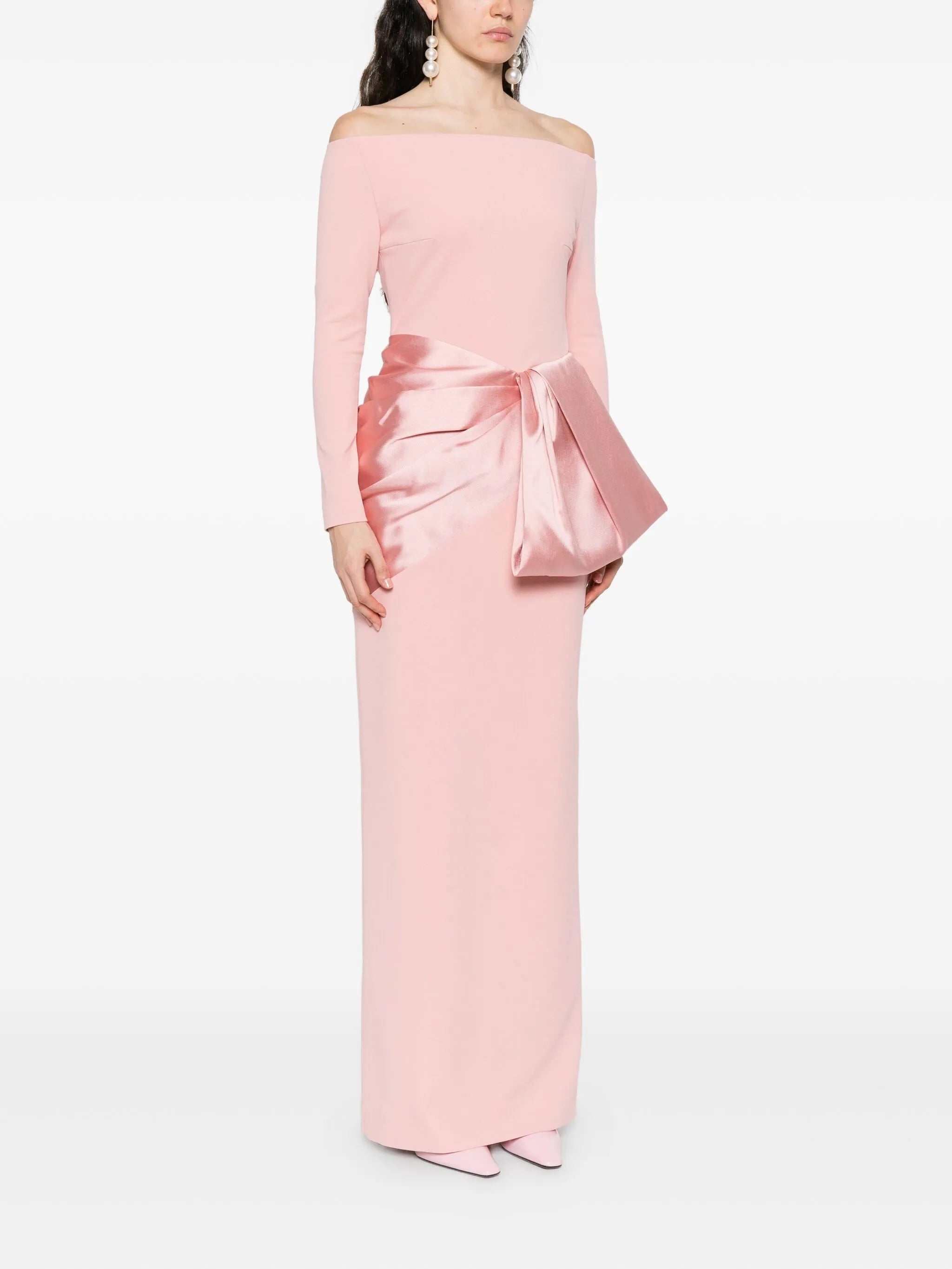 Kori bow-detail off-shoulder maxi dress