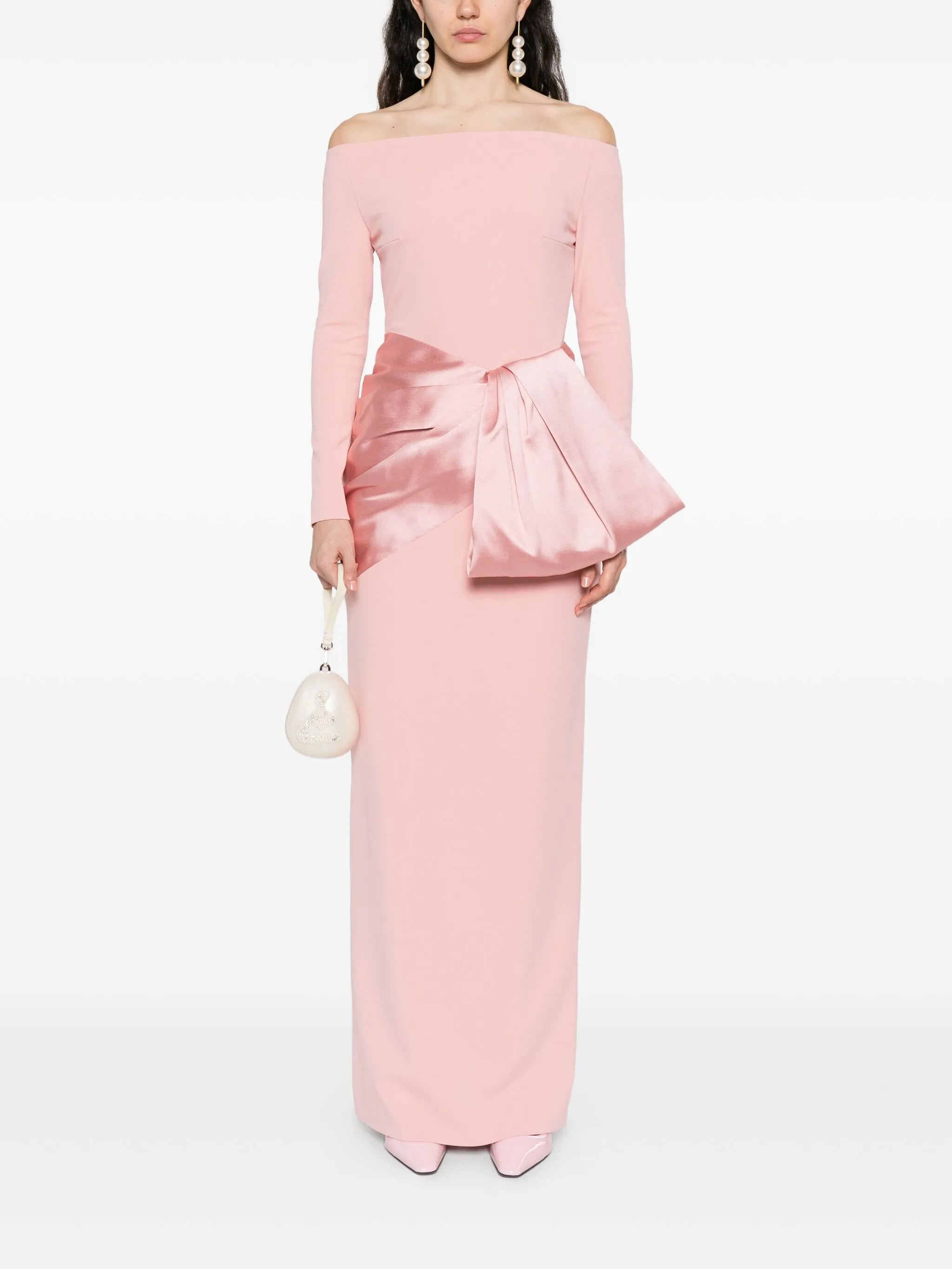 Kori bow-detail off-shoulder maxi dress