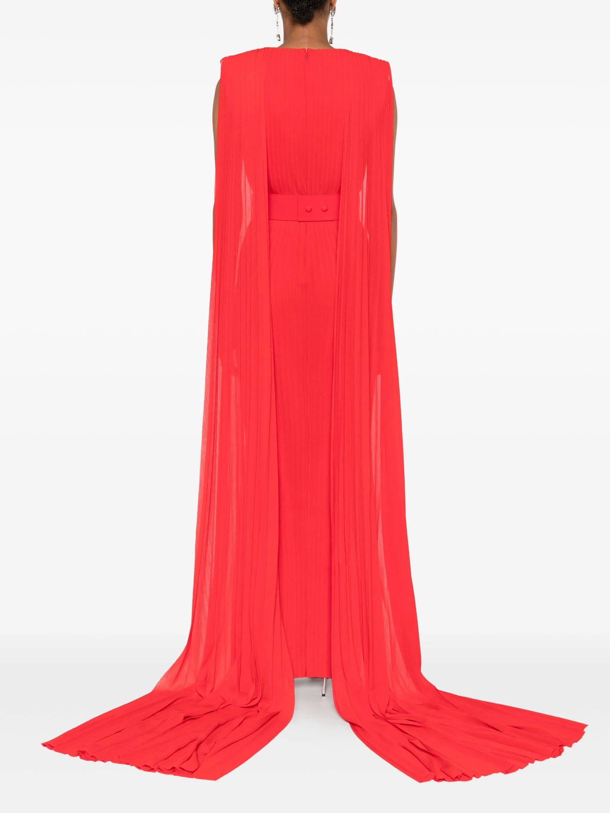 Tavia pleated belted maxi dress