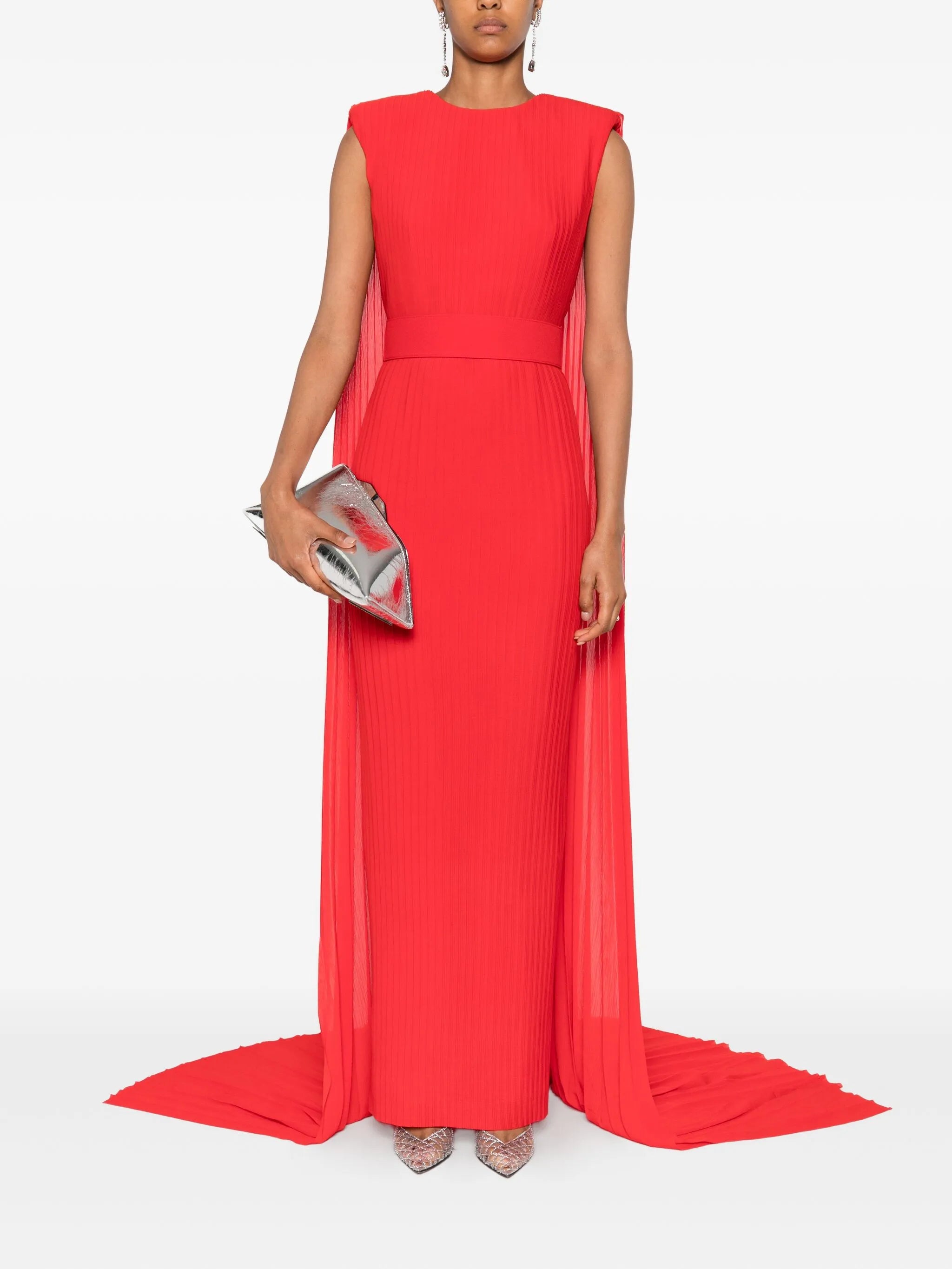 Tavia pleated belted maxi dress