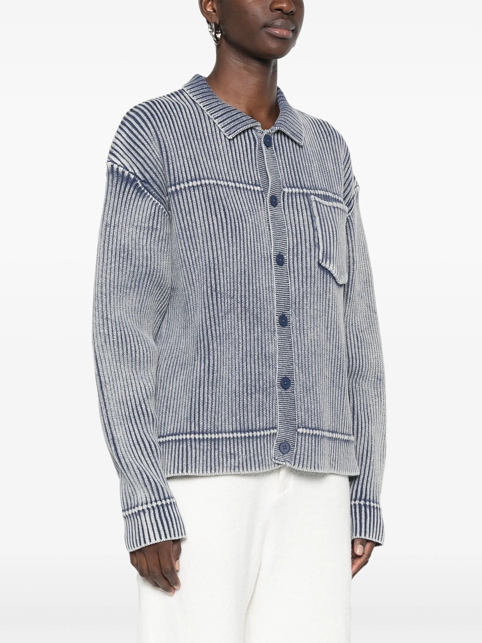 ribbed-knit cardigan