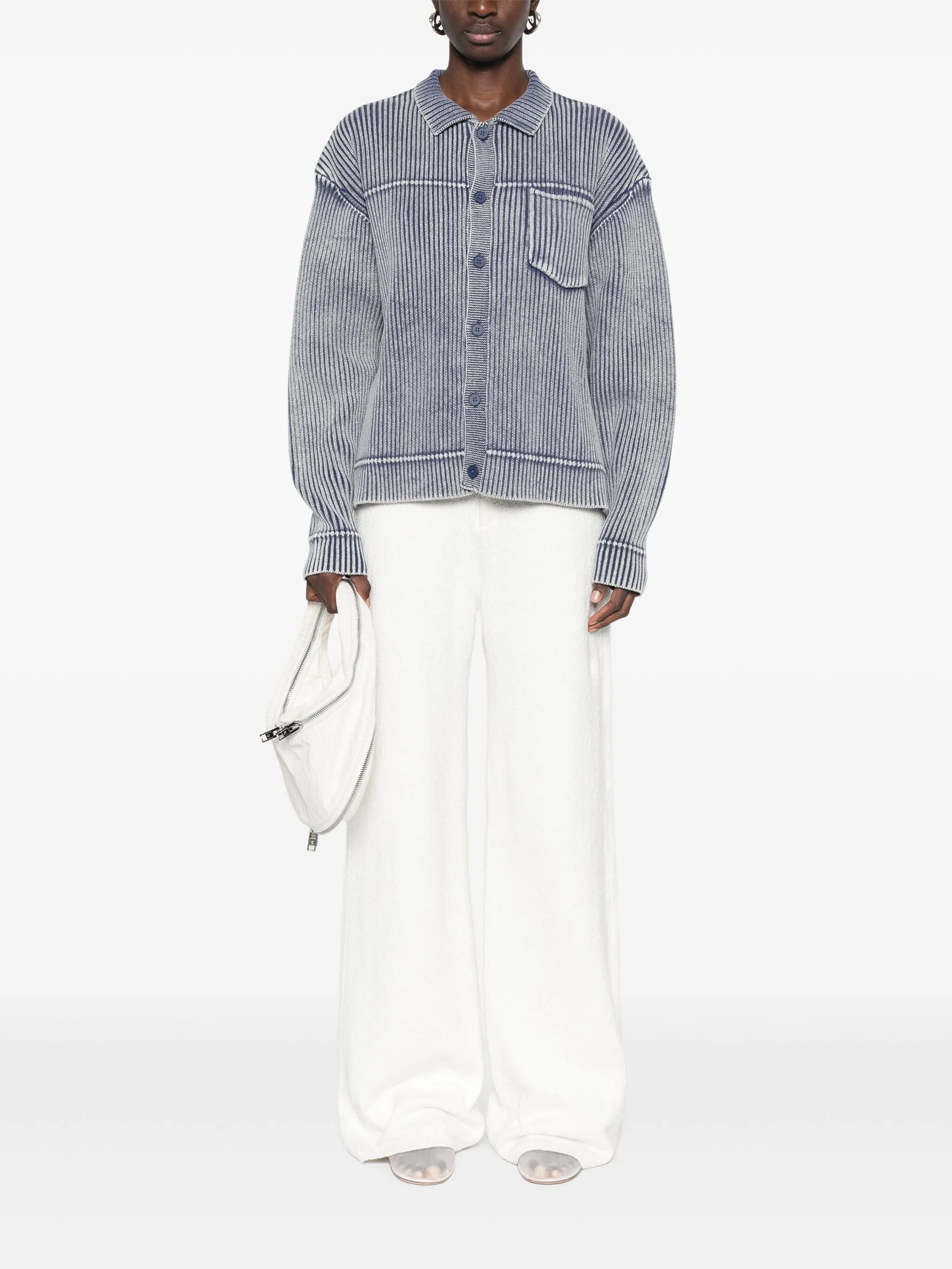 ribbed-knit cardigan