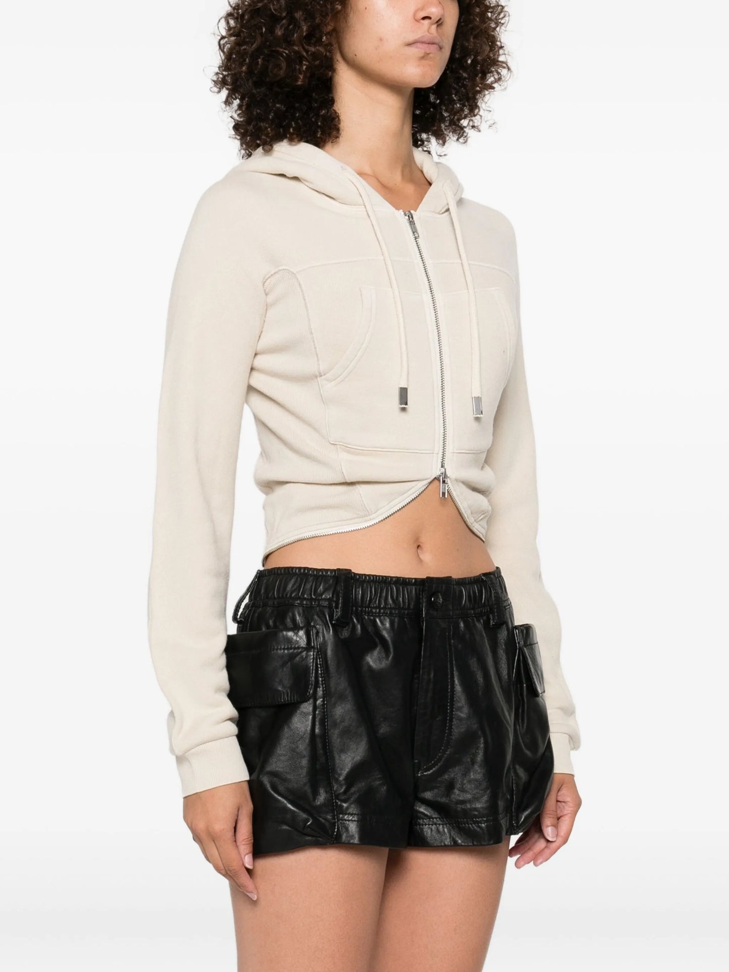 cropped zip-up hoodie