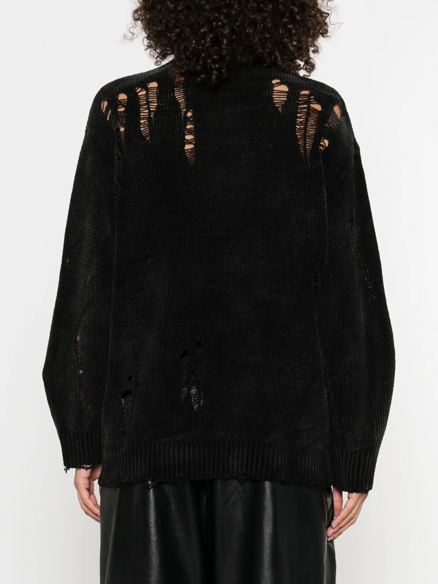 raw-cut fine-knit cardigan