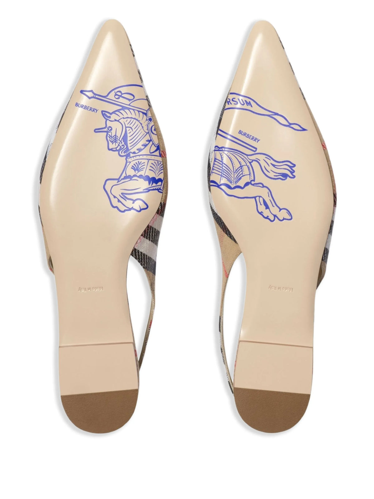 check-pattern slingback ballet flats
