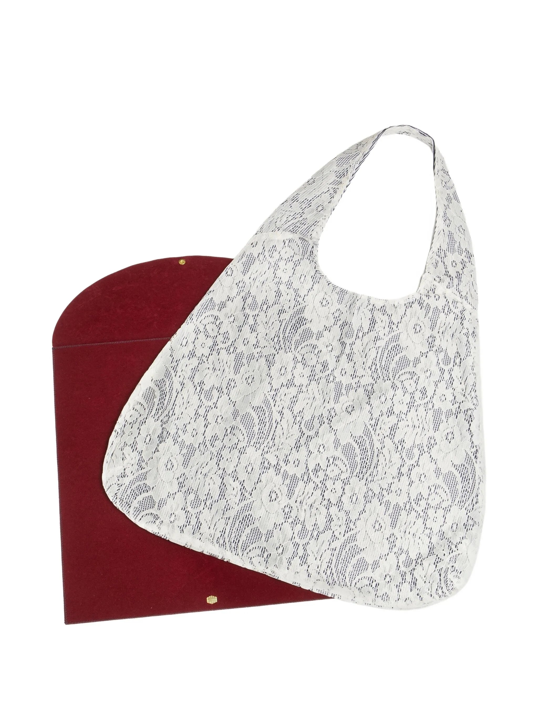Port lace-embroidered tote bag