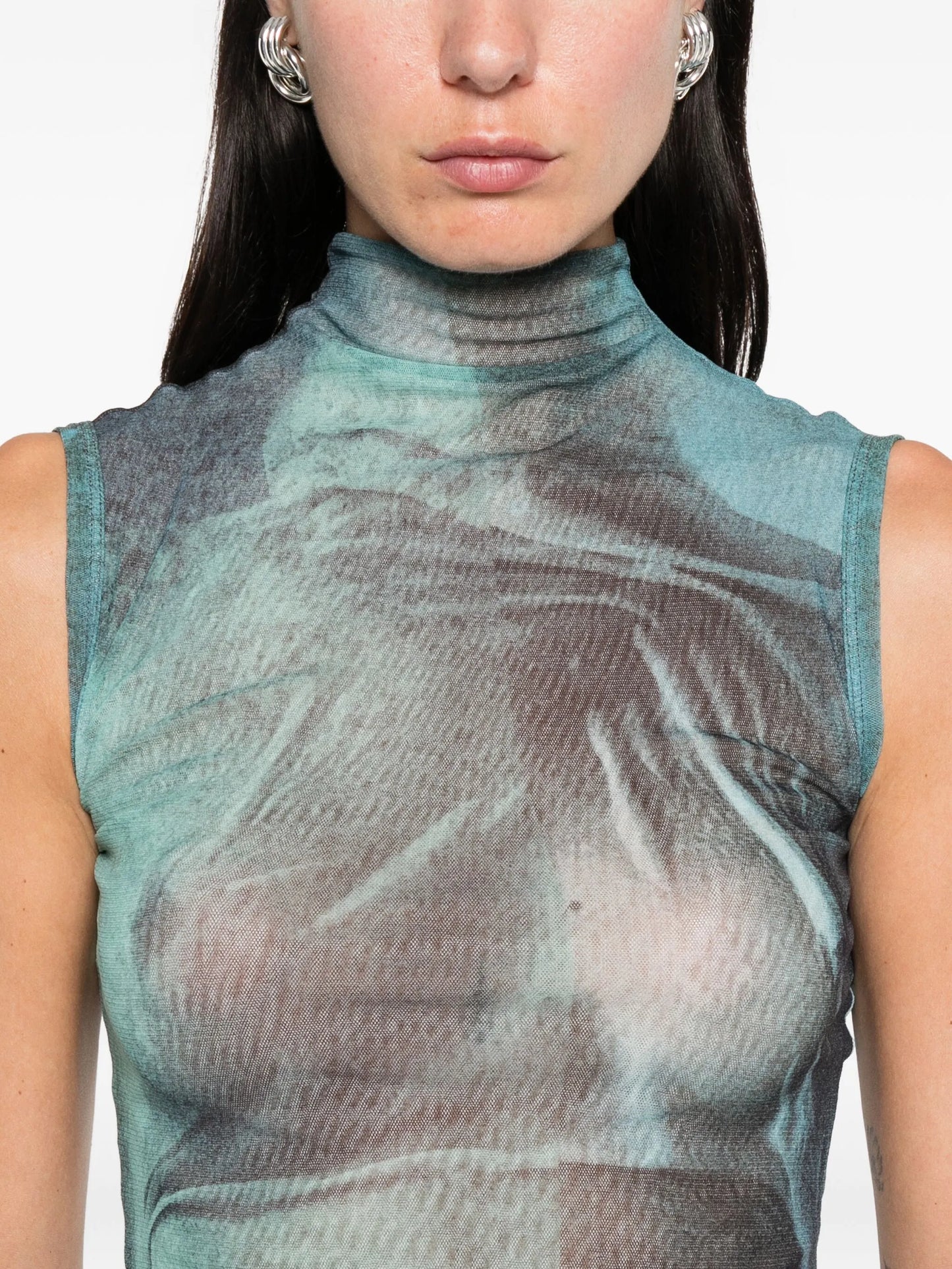 graphic-print high-neck tank top