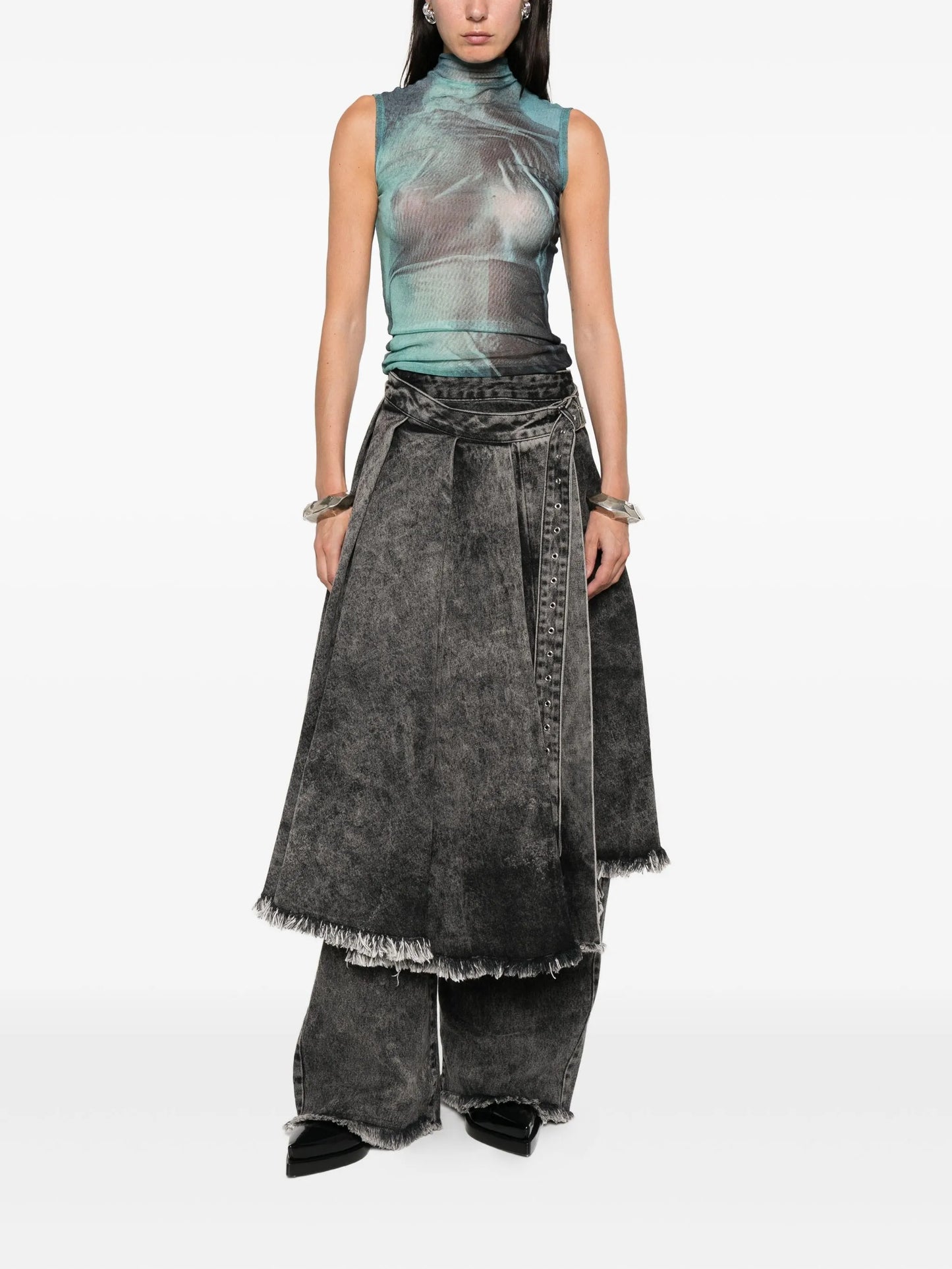 graphic-print high-neck tank top