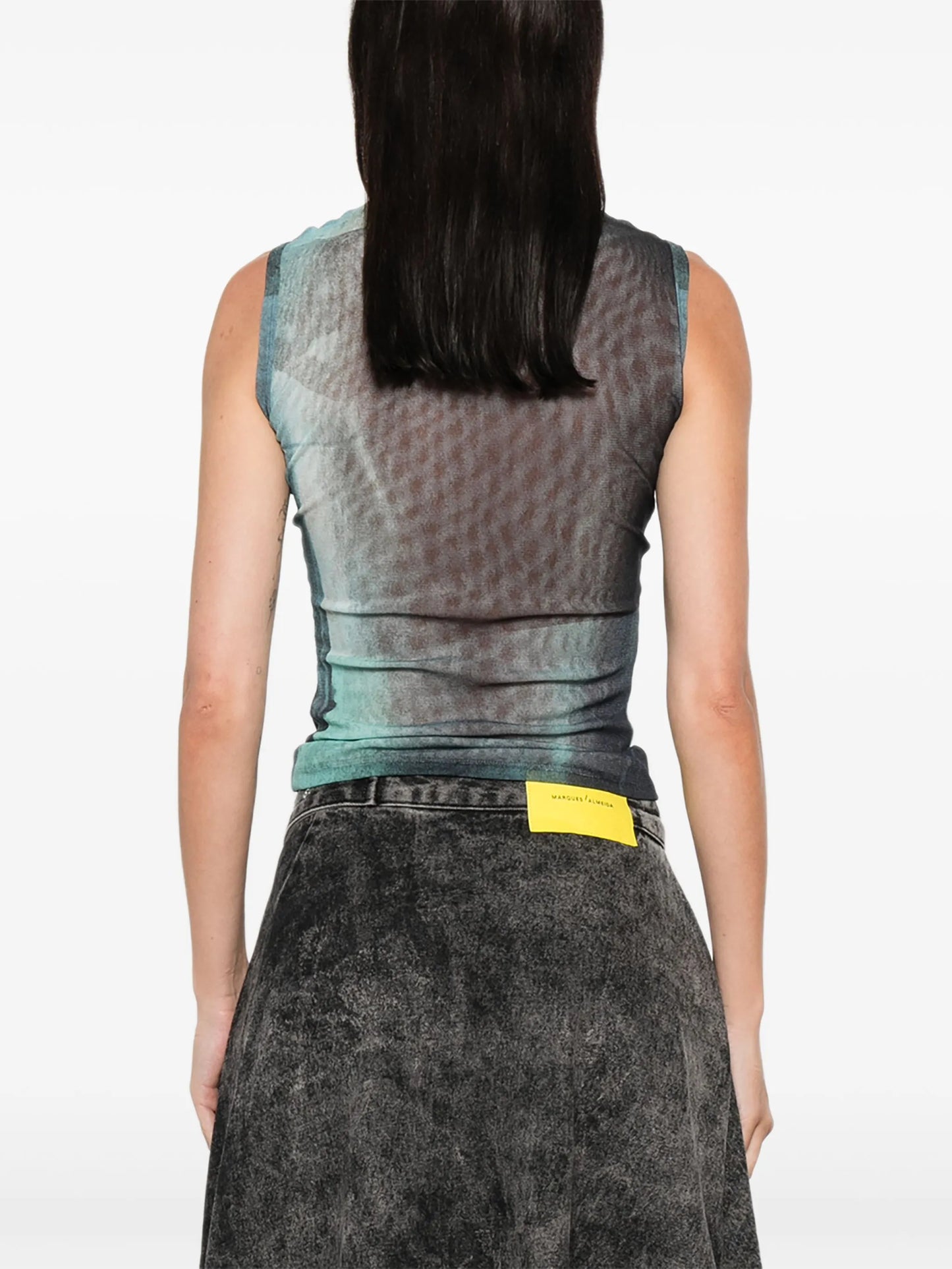 graphic-print high-neck tank top