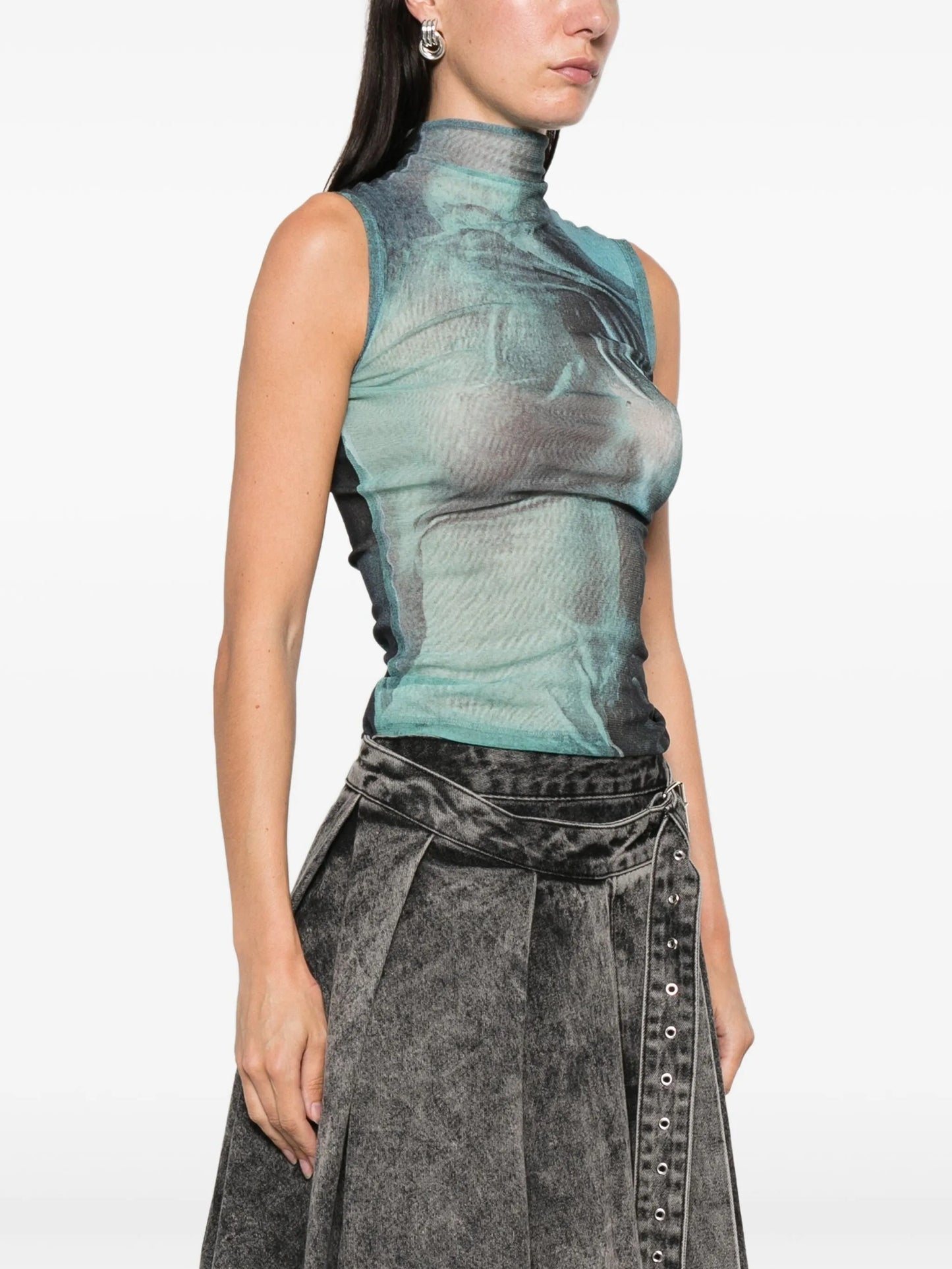 graphic-print high-neck tank top