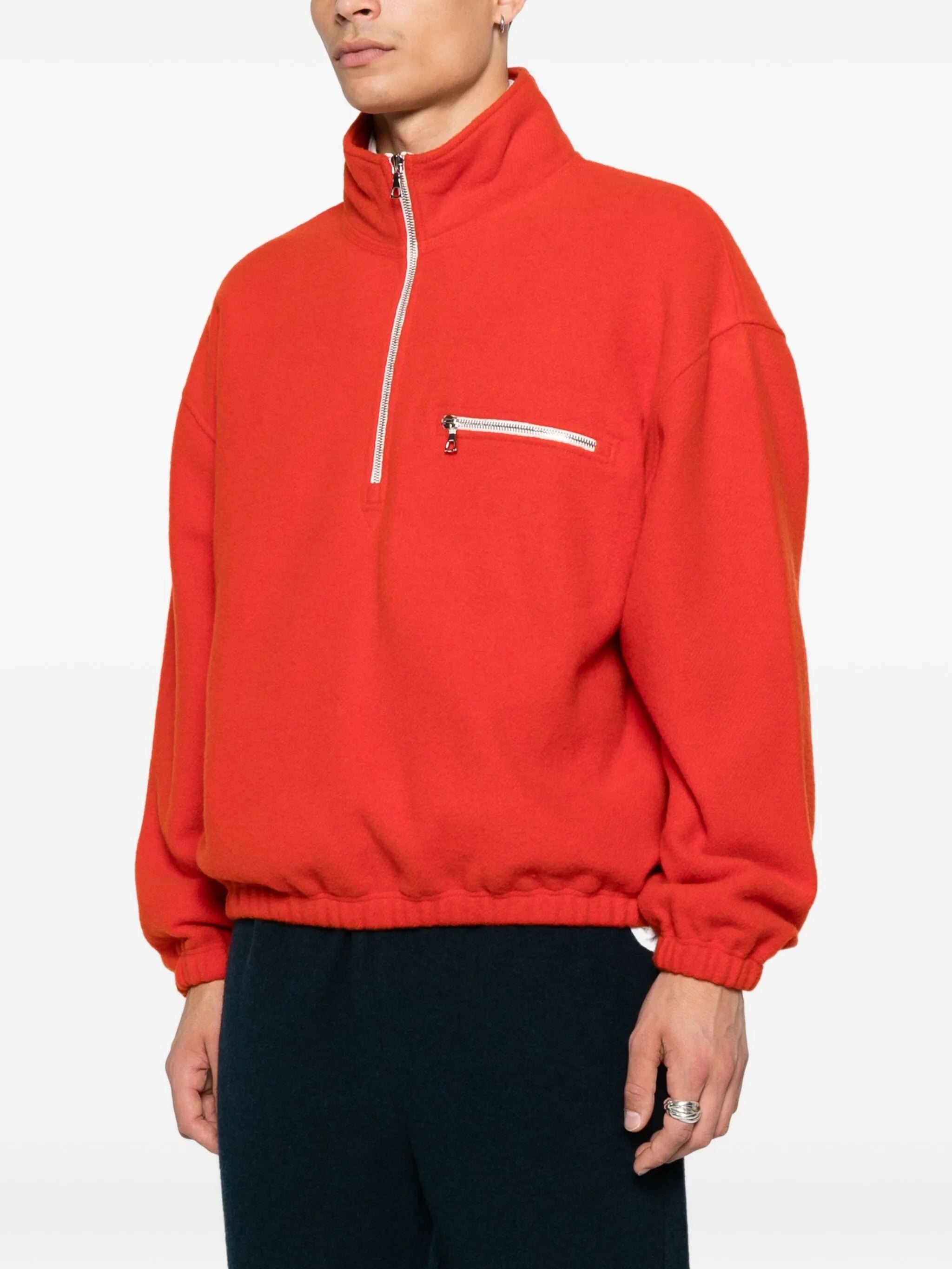 virgin wool zip-up sweater