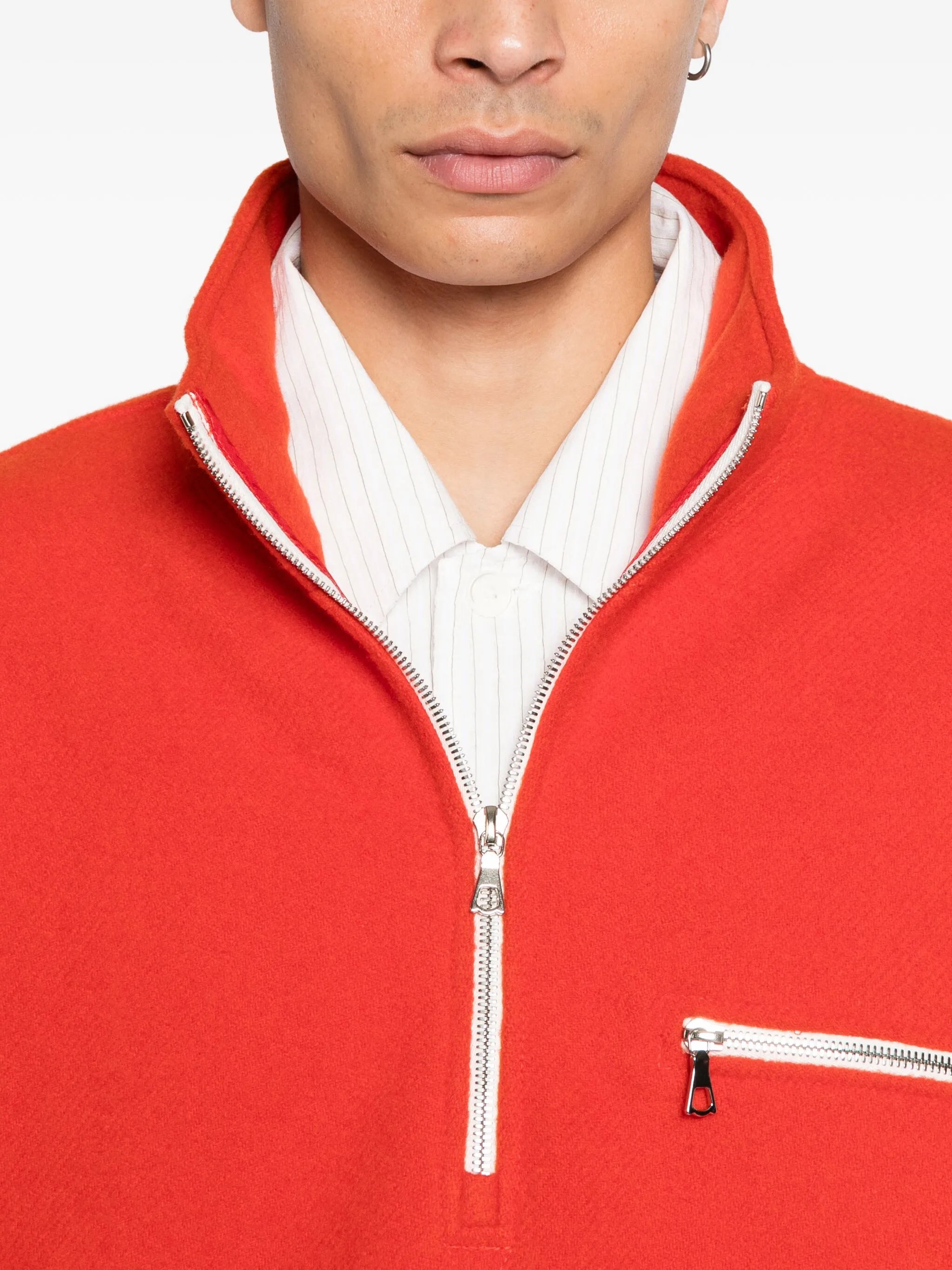 virgin wool zip-up sweater