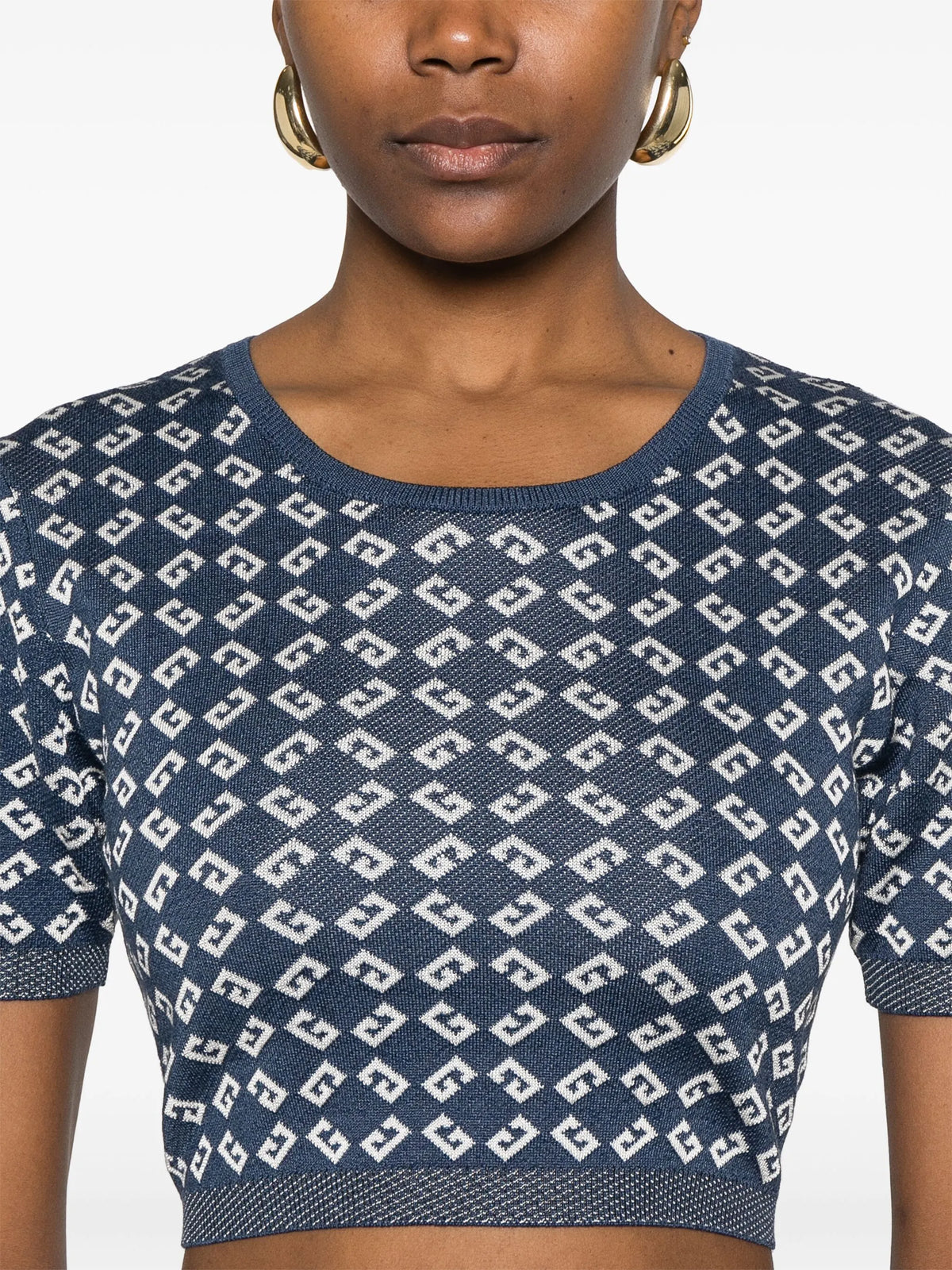 cropped sweater in monogram 72 jacquard