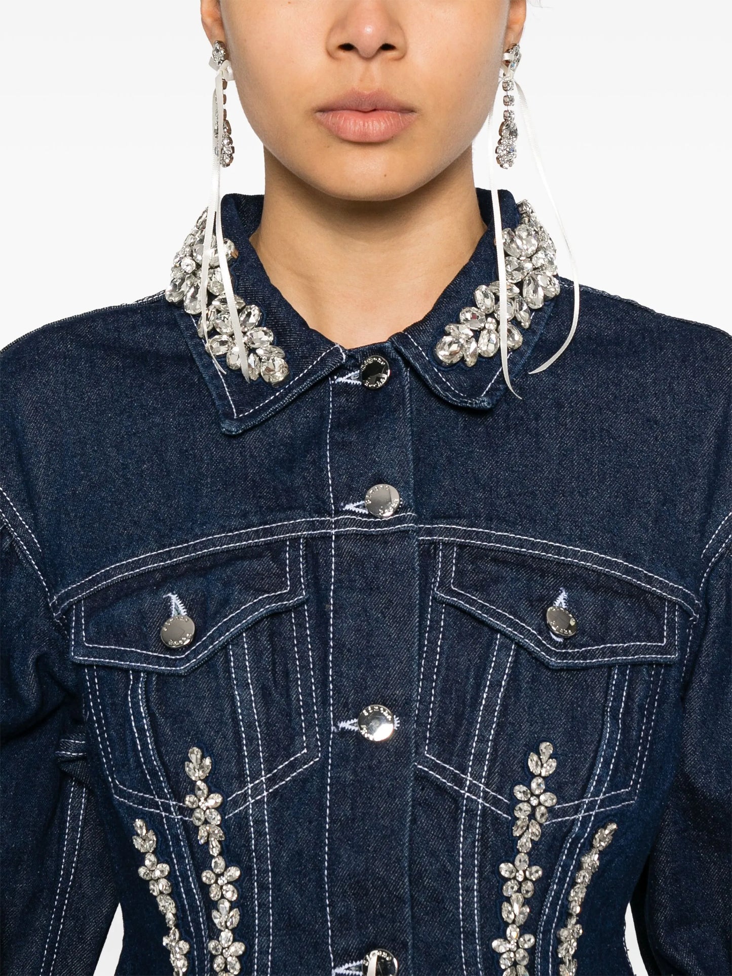crystal-embellished denim jacket