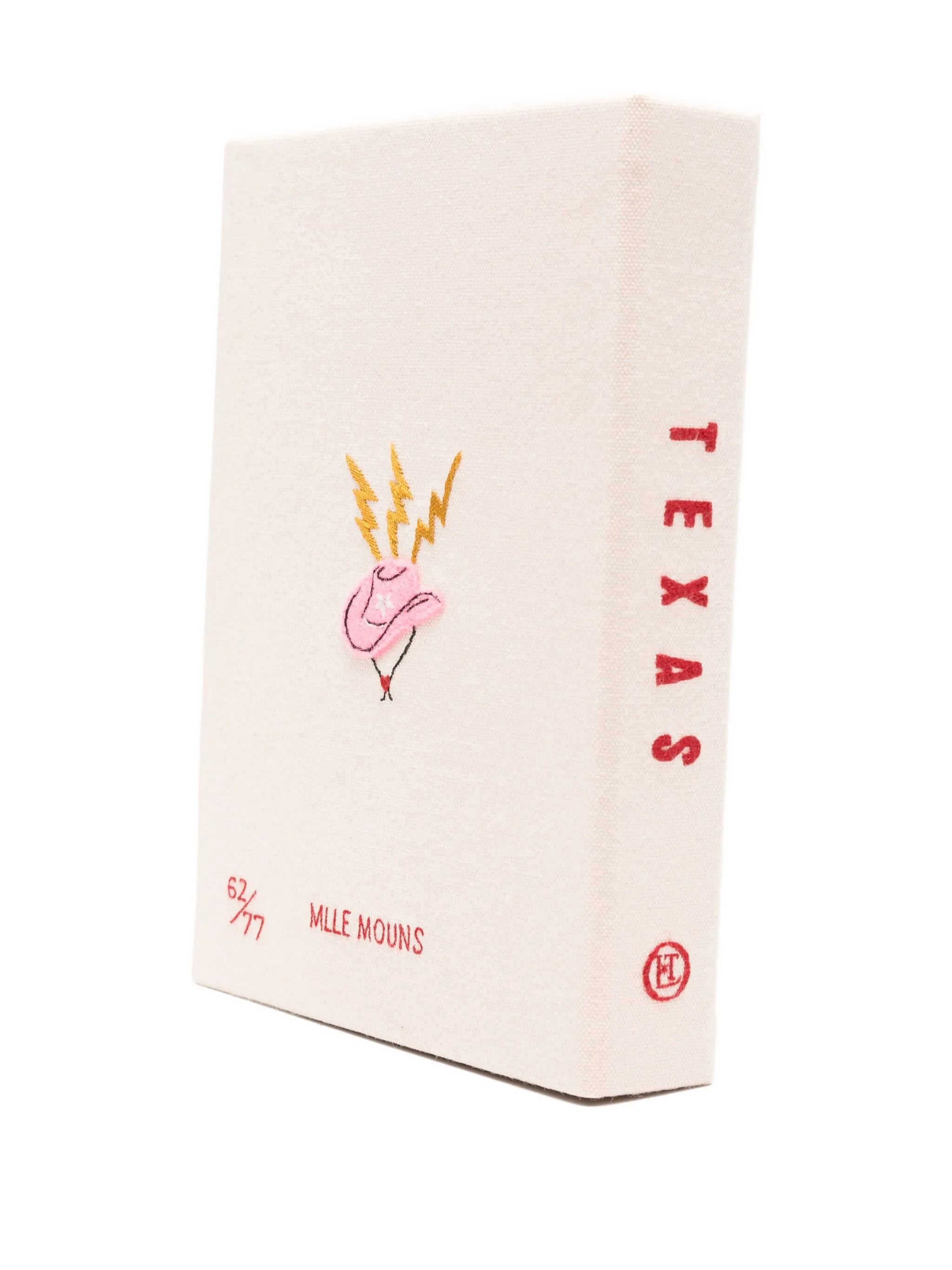 Kick Off Your Boots embroidered mini book clutch