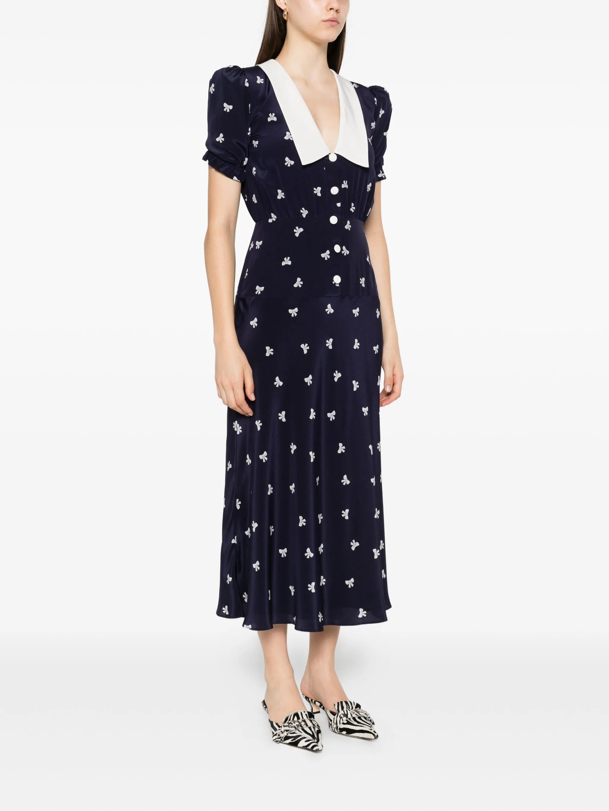 bow-print midi dress