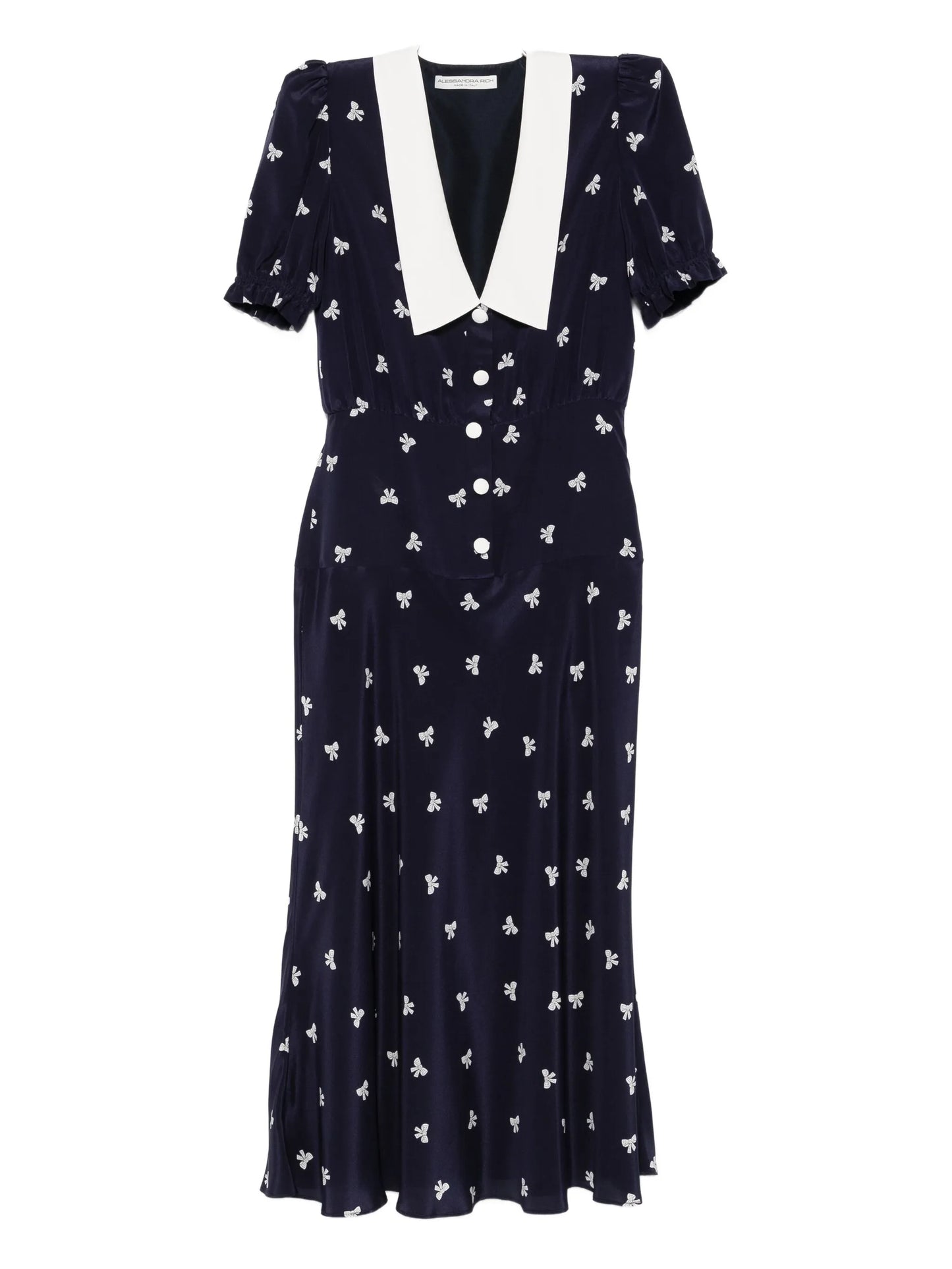 bow-print midi dress