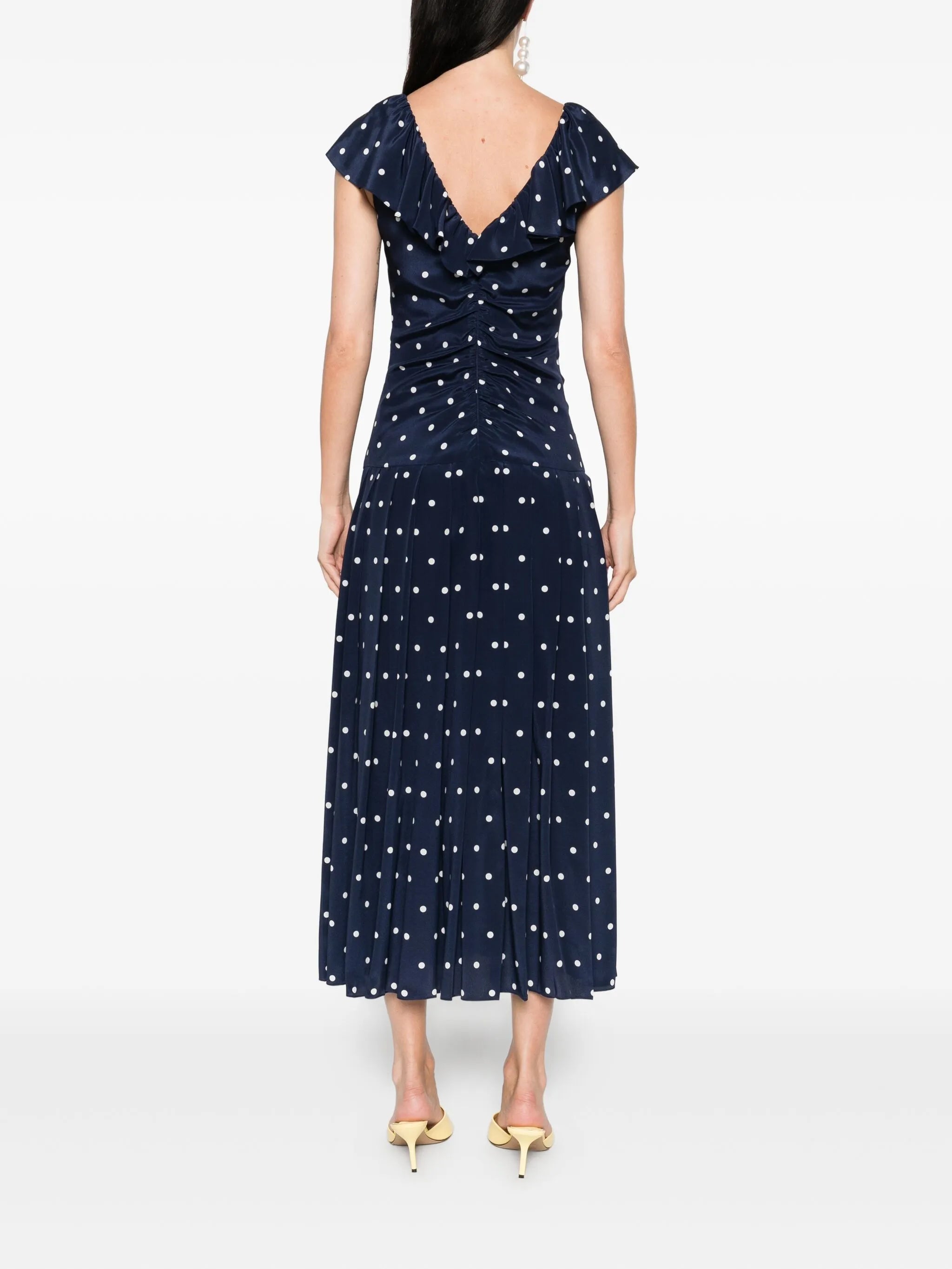 polka dot-print ruffled dress