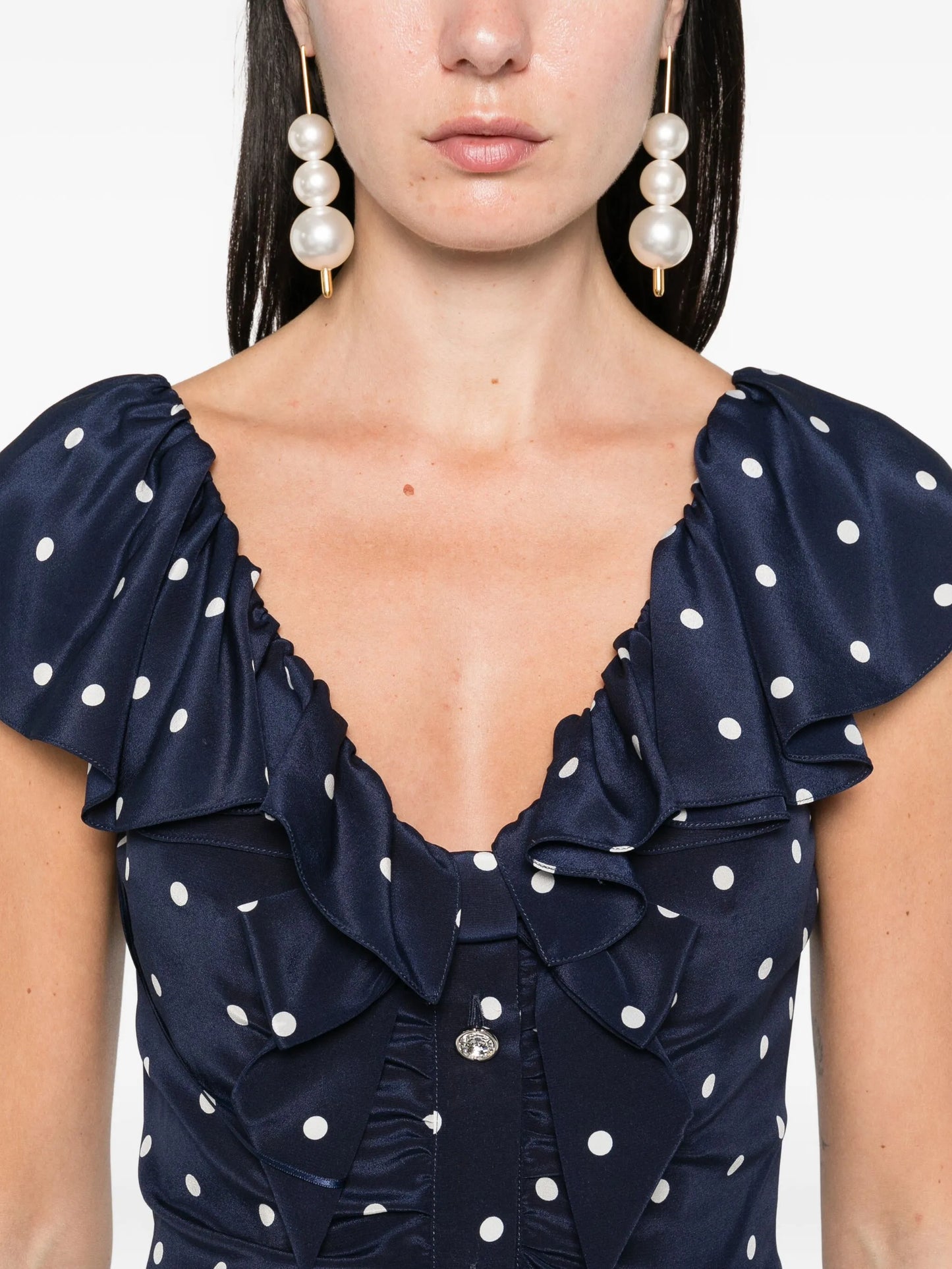 polka dot-print ruffled dress