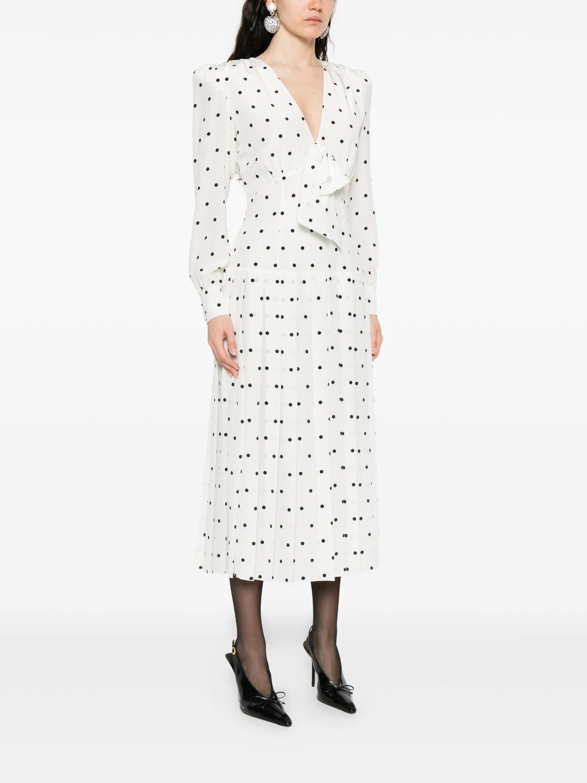 polka-dot midi dress