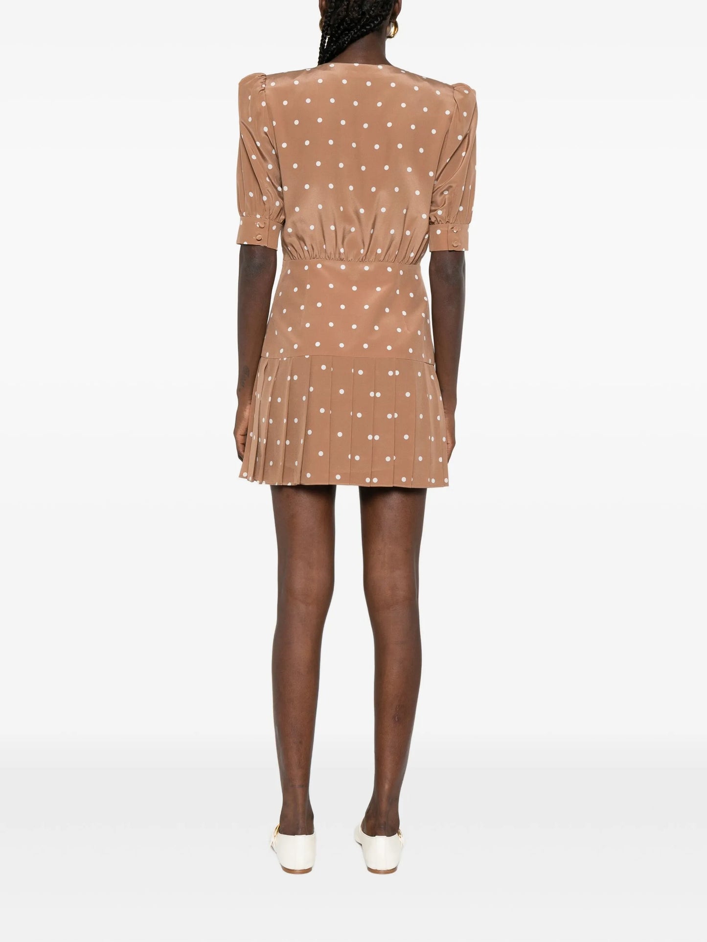 polka-dot pleated mini dress