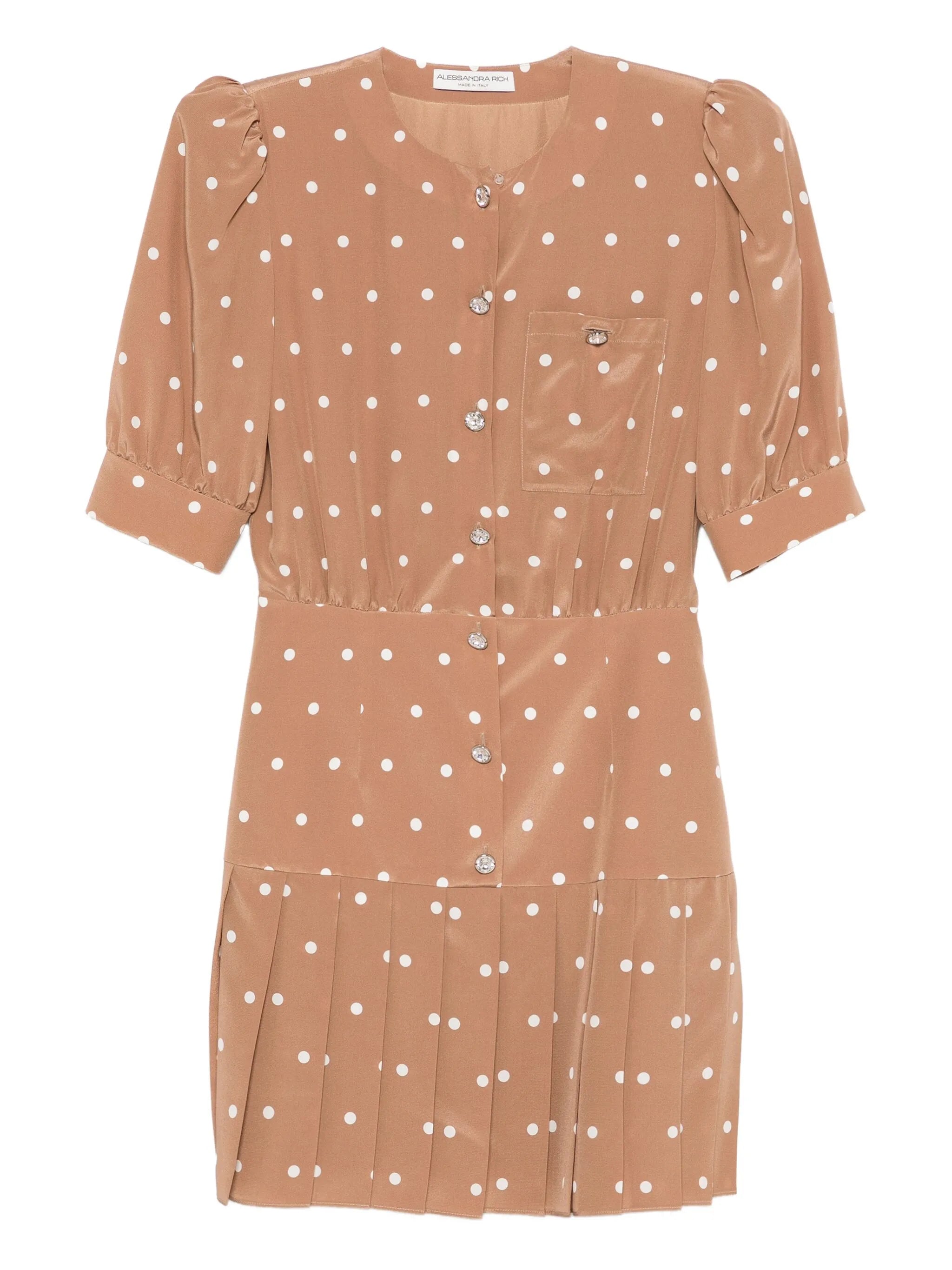polka-dot pleated mini dress
