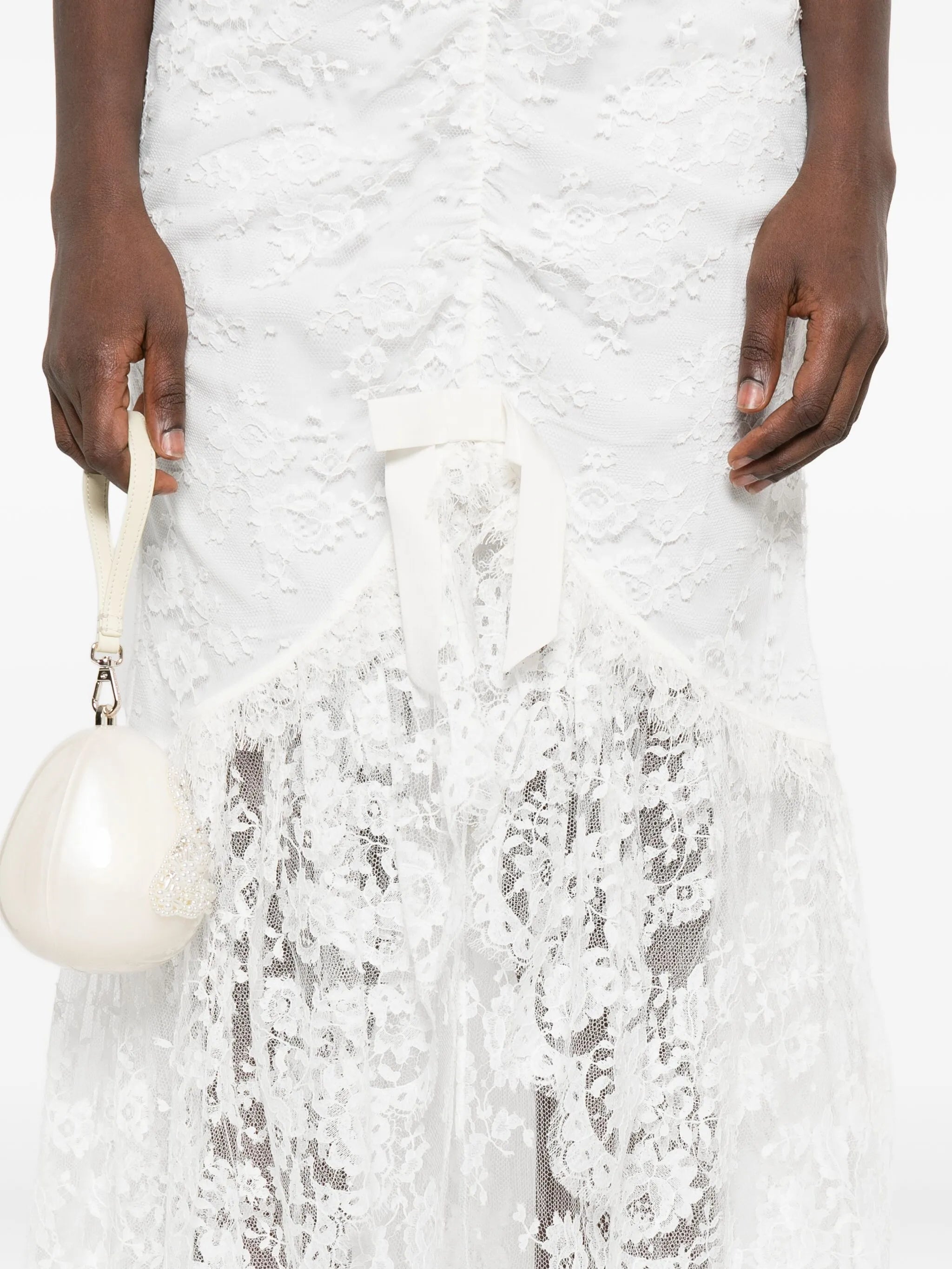 puff-sleeve lace maxi dress